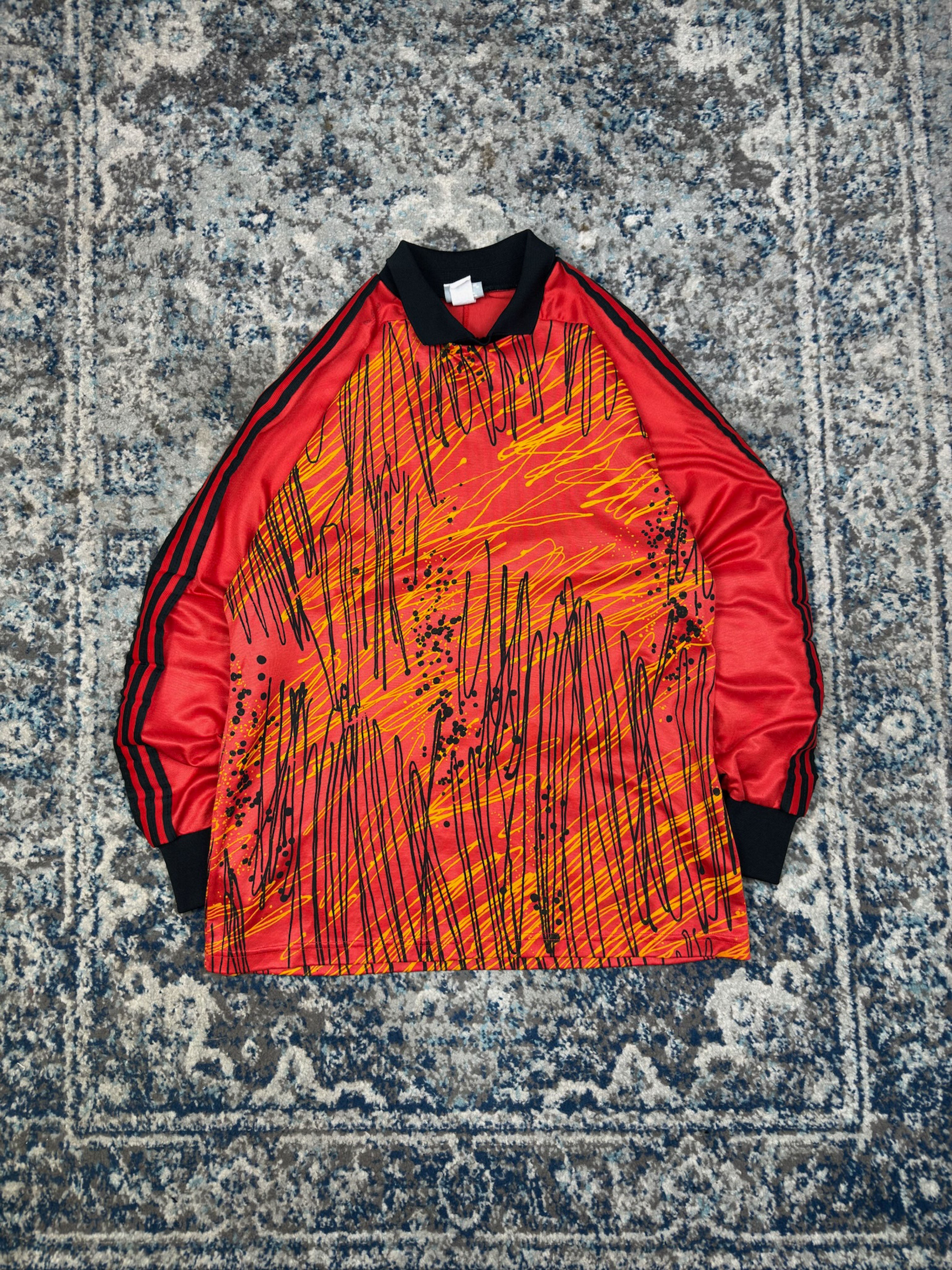 Vintage 90s Adidas Splatter Pattern Long Sleeve Goalkeeper Soccer Jersey Size XL