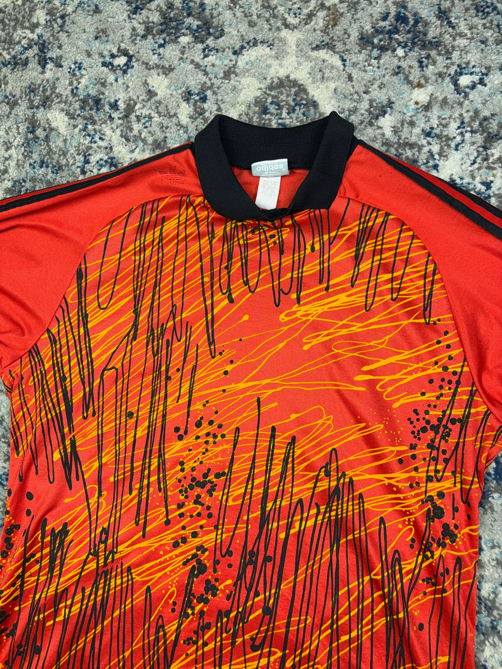 Vintage 90s Adidas Splatter Pattern Long Sleeve Goalkeeper Soccer Jersey Size XL