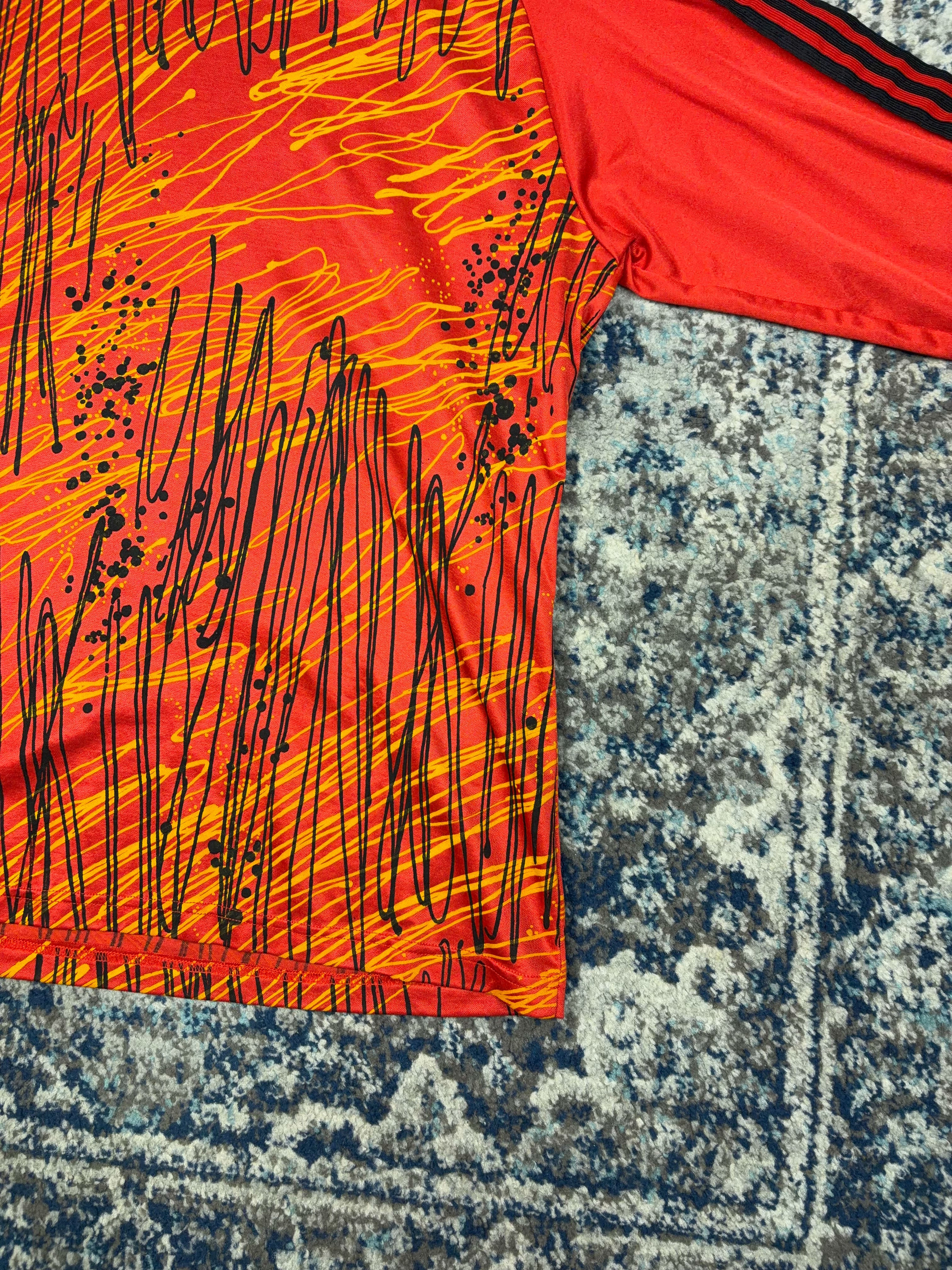 Vintage 90s Adidas Splatter Pattern Long Sleeve Goalkeeper Soccer Jersey Size XL