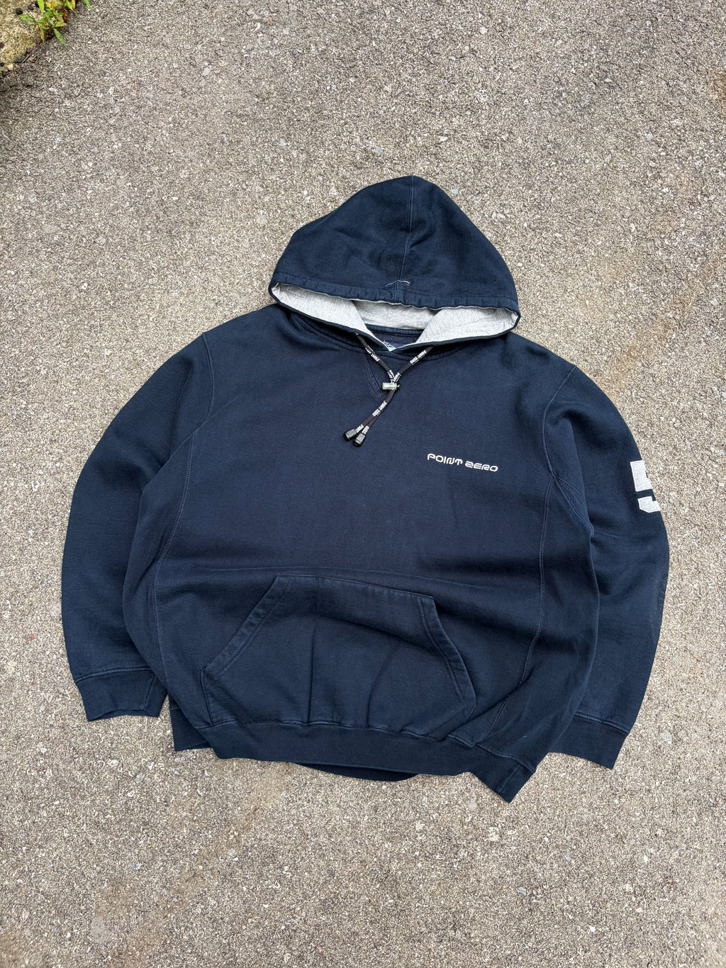 Vintage Y2K Point Zero Embroidered Spellout Hooded Sweatshirt Size Large