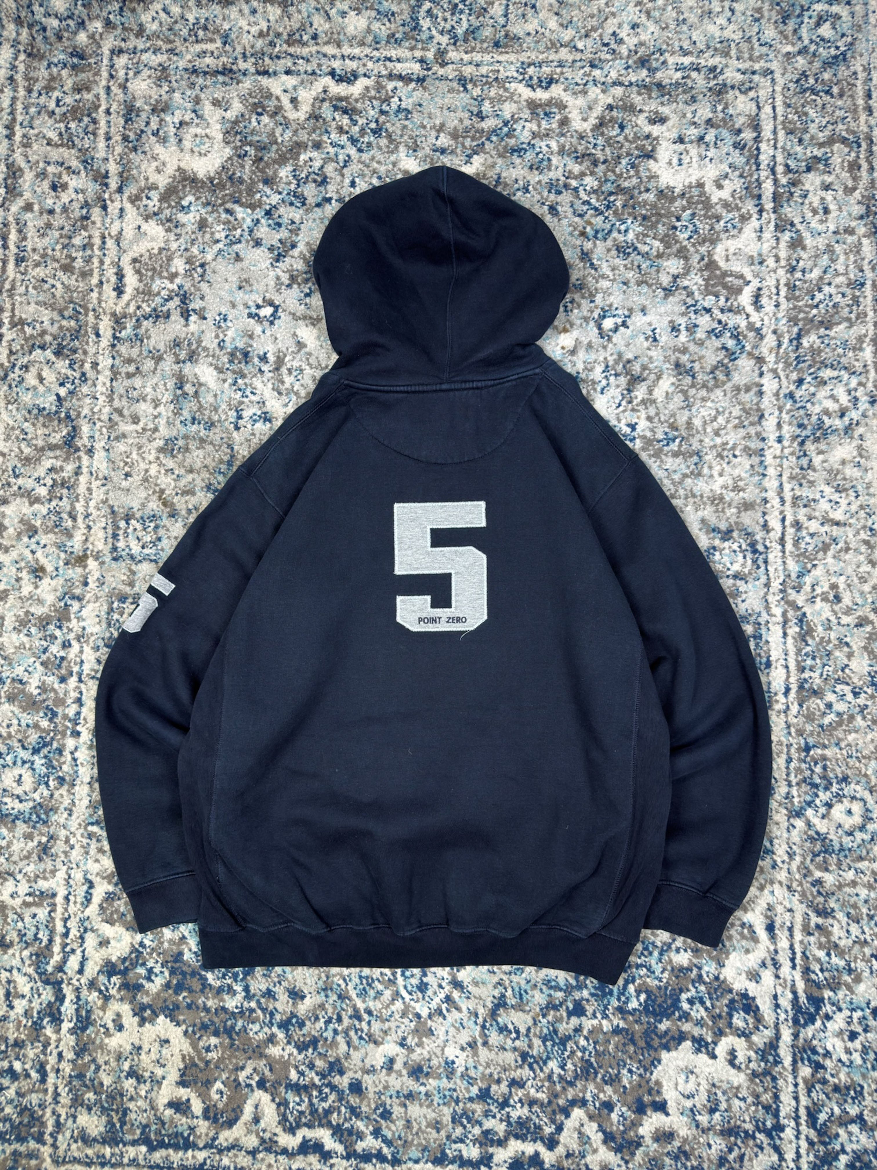 Vintage Y2K Point Zero Embroidered Spellout Hooded Sweatshirt Size Large