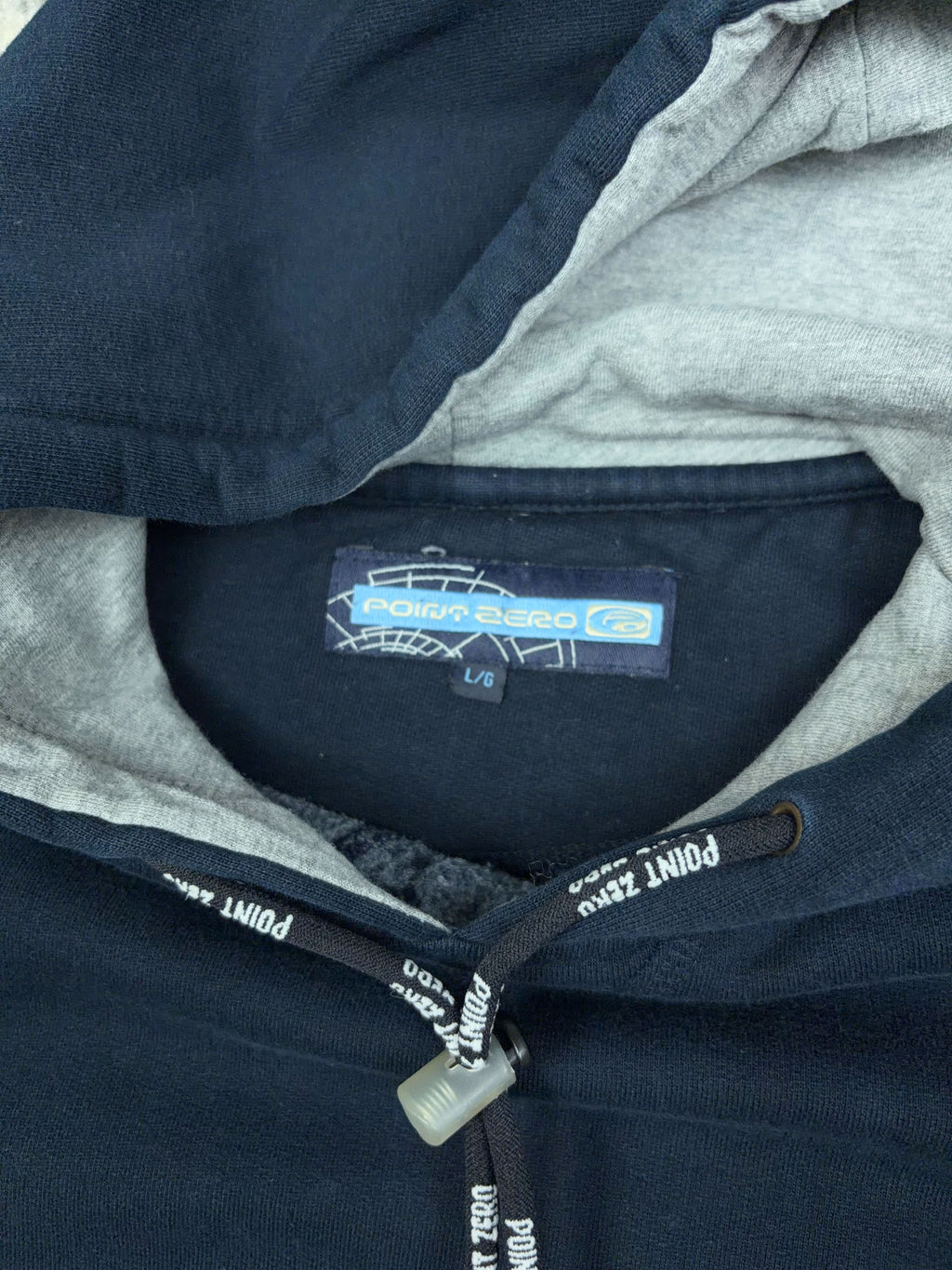 Vintage Y2K Point Zero Embroidered Spellout Hooded Sweatshirt Size Large