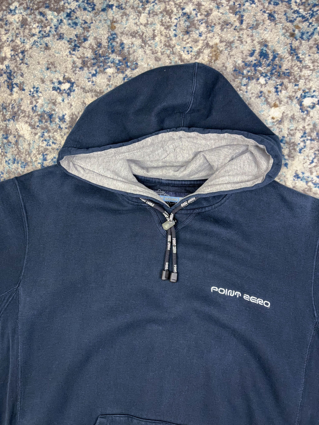 Vintage Y2K Point Zero Embroidered Spellout Hooded Sweatshirt Size Large
