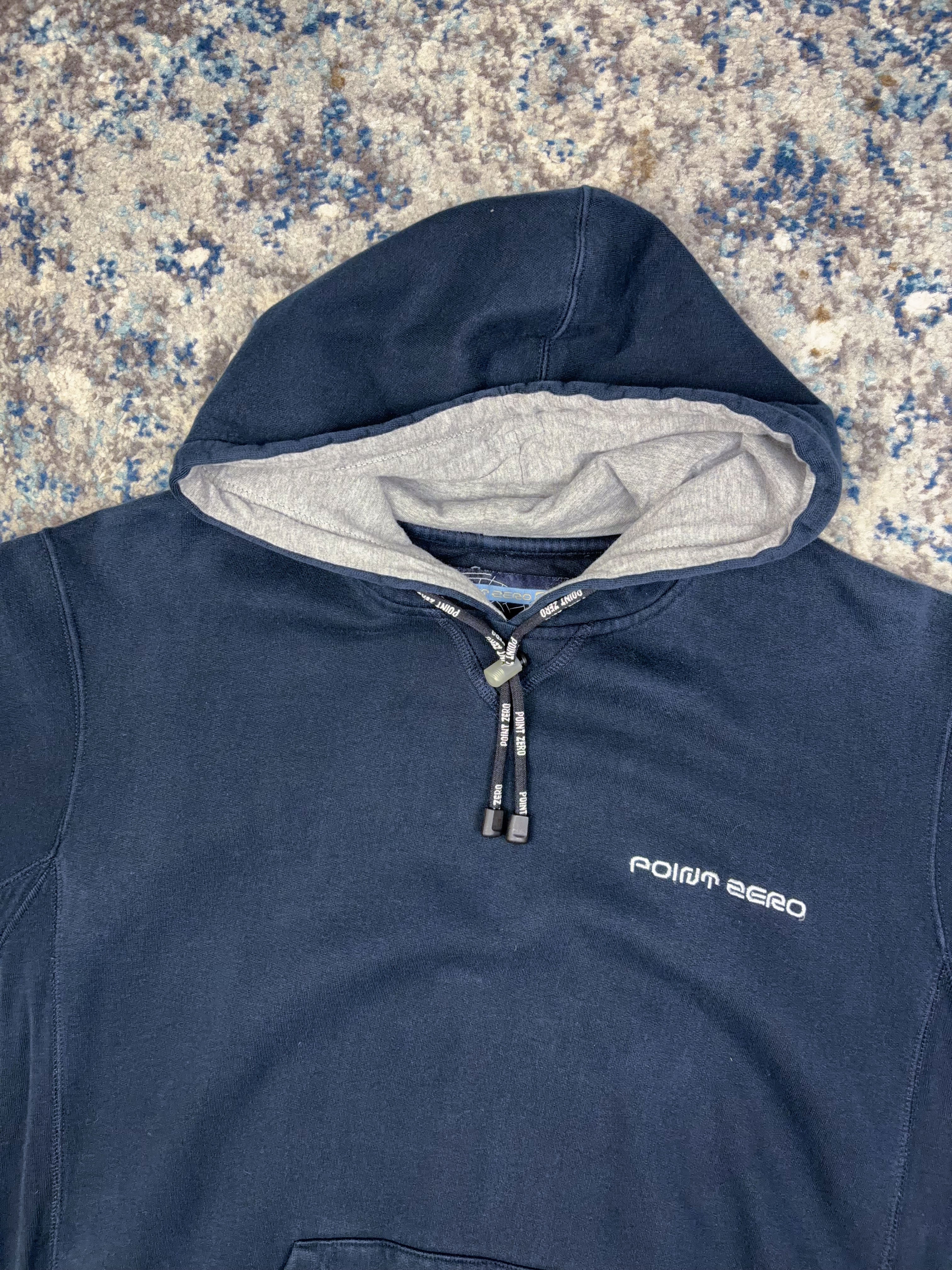 Vintage Y2K Point Zero Embroidered Spellout Hooded Sweatshirt Size Large