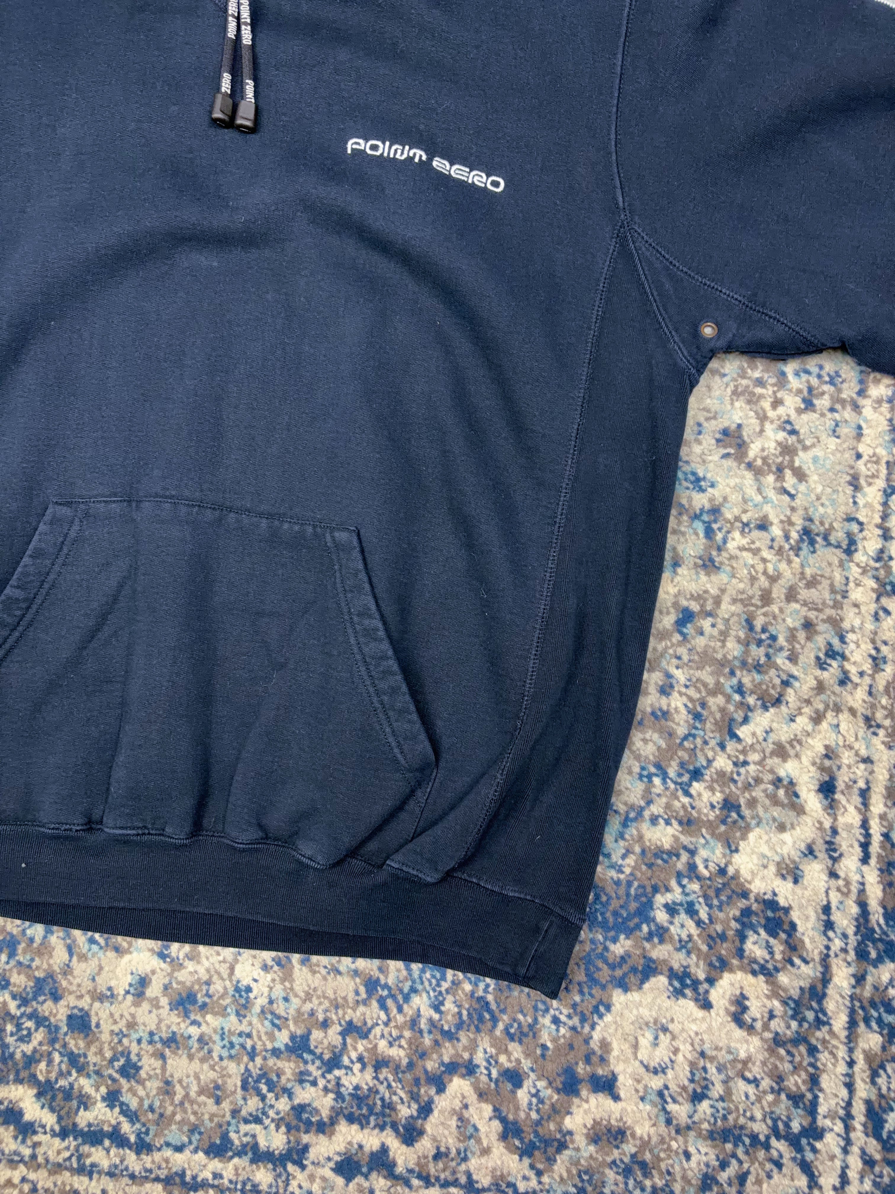 Vintage Y2K Point Zero Embroidered Spellout Hooded Sweatshirt Size Large