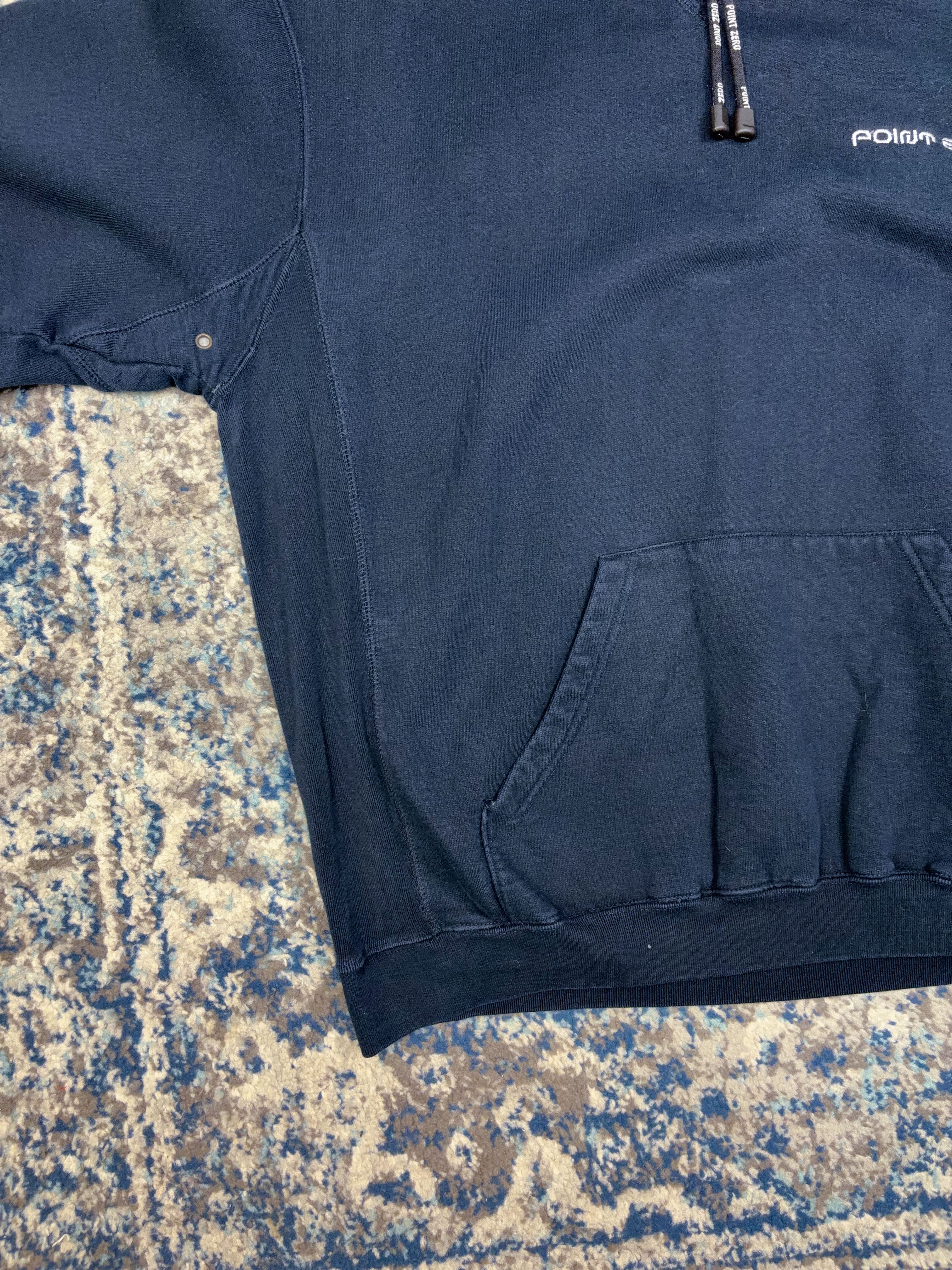 Vintage Y2K Point Zero Embroidered Spellout Hooded Sweatshirt Size Large