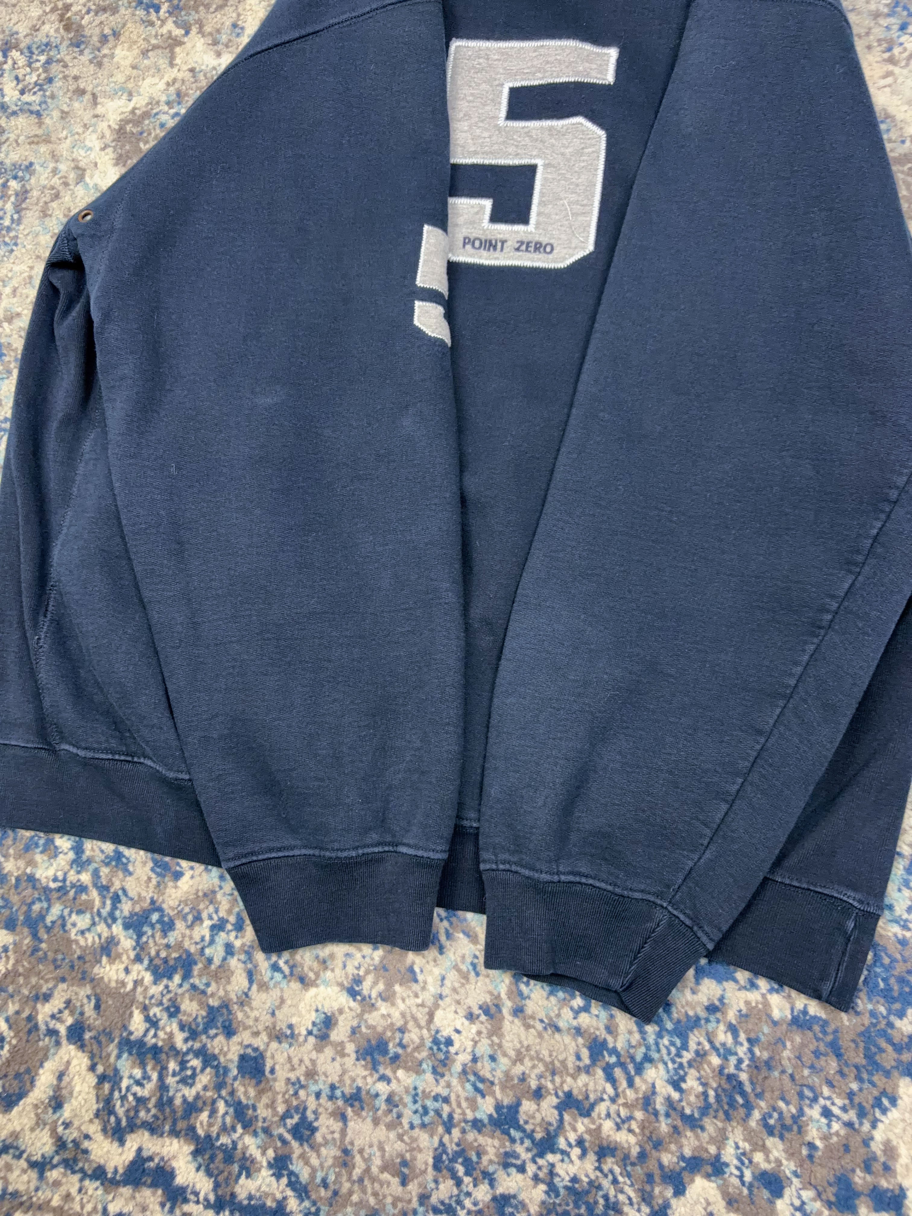 Vintage Y2K Point Zero Embroidered Spellout Hooded Sweatshirt Size Large