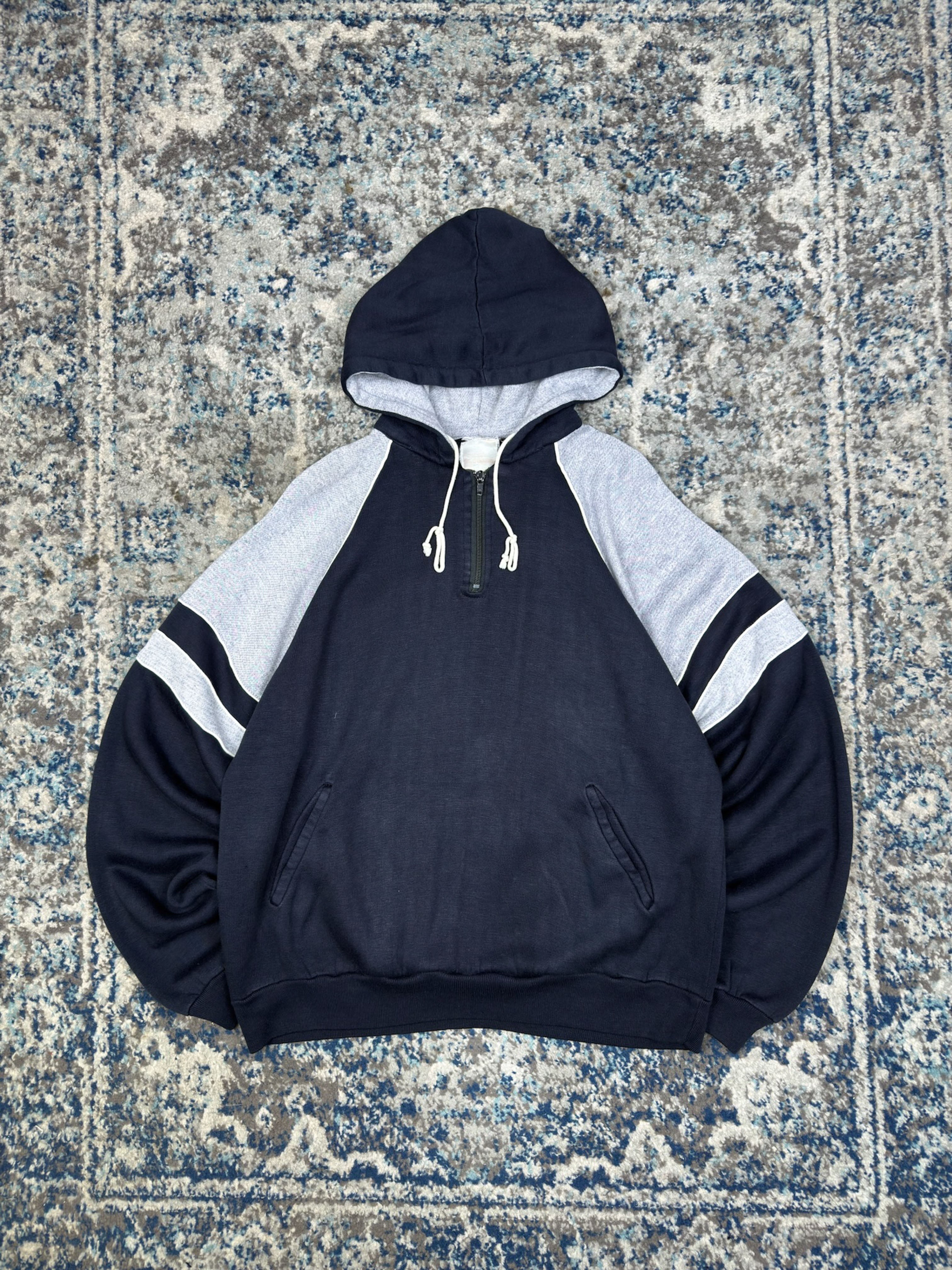 Vintage 80s/90s Tom O'Shanter Two Tone Pullover Hooded Sweatshirt Size Large
