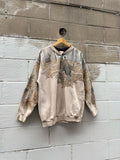 Vintage 90s Artisans Deer Nature Graphic Camo 1/4 Button Sweatshirt Size Large