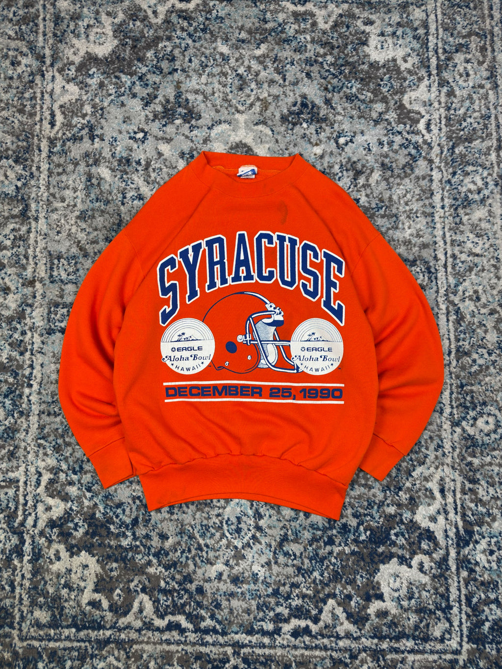 Vintage 1990 Syracuse Orangemen NCAA Helmet Graphic Sweatshirt Size XL