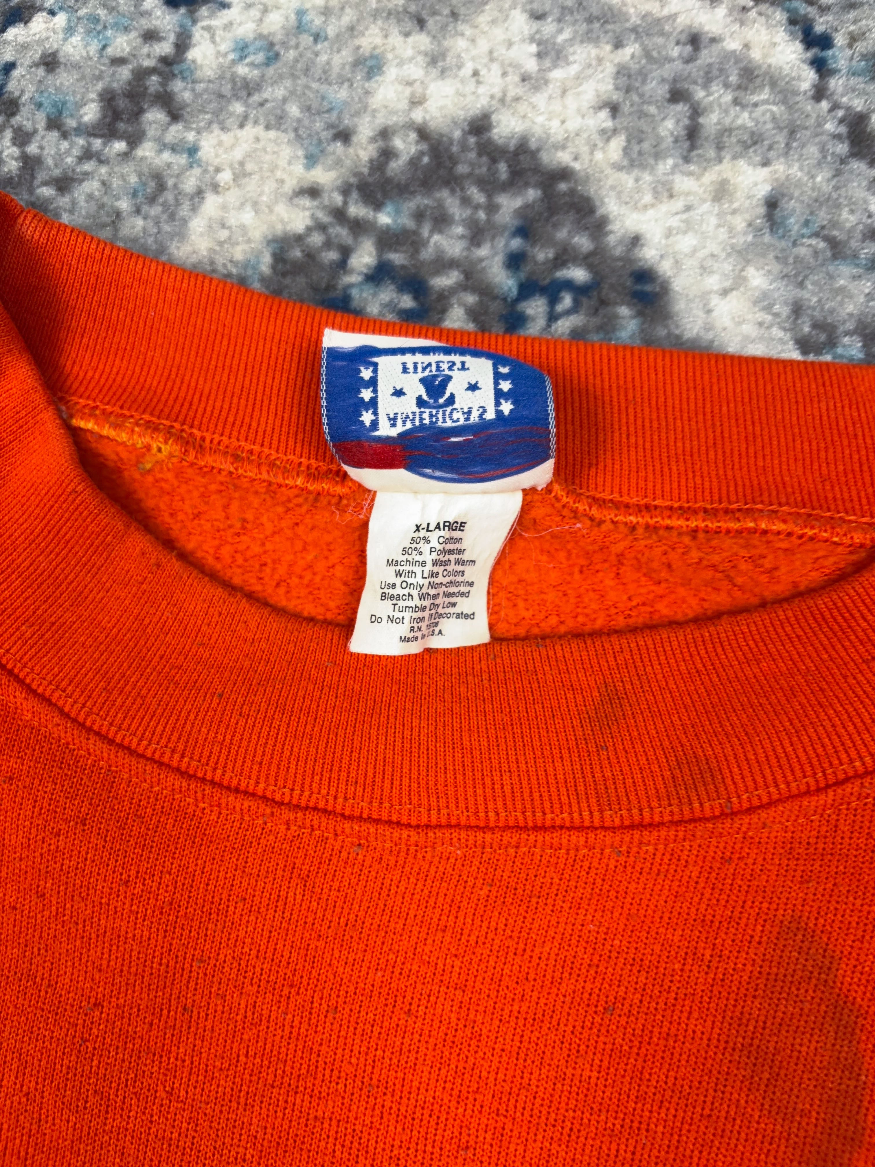 Vintage 1990 Syracuse Orangemen NCAA Helmet Graphic Sweatshirt Size XL