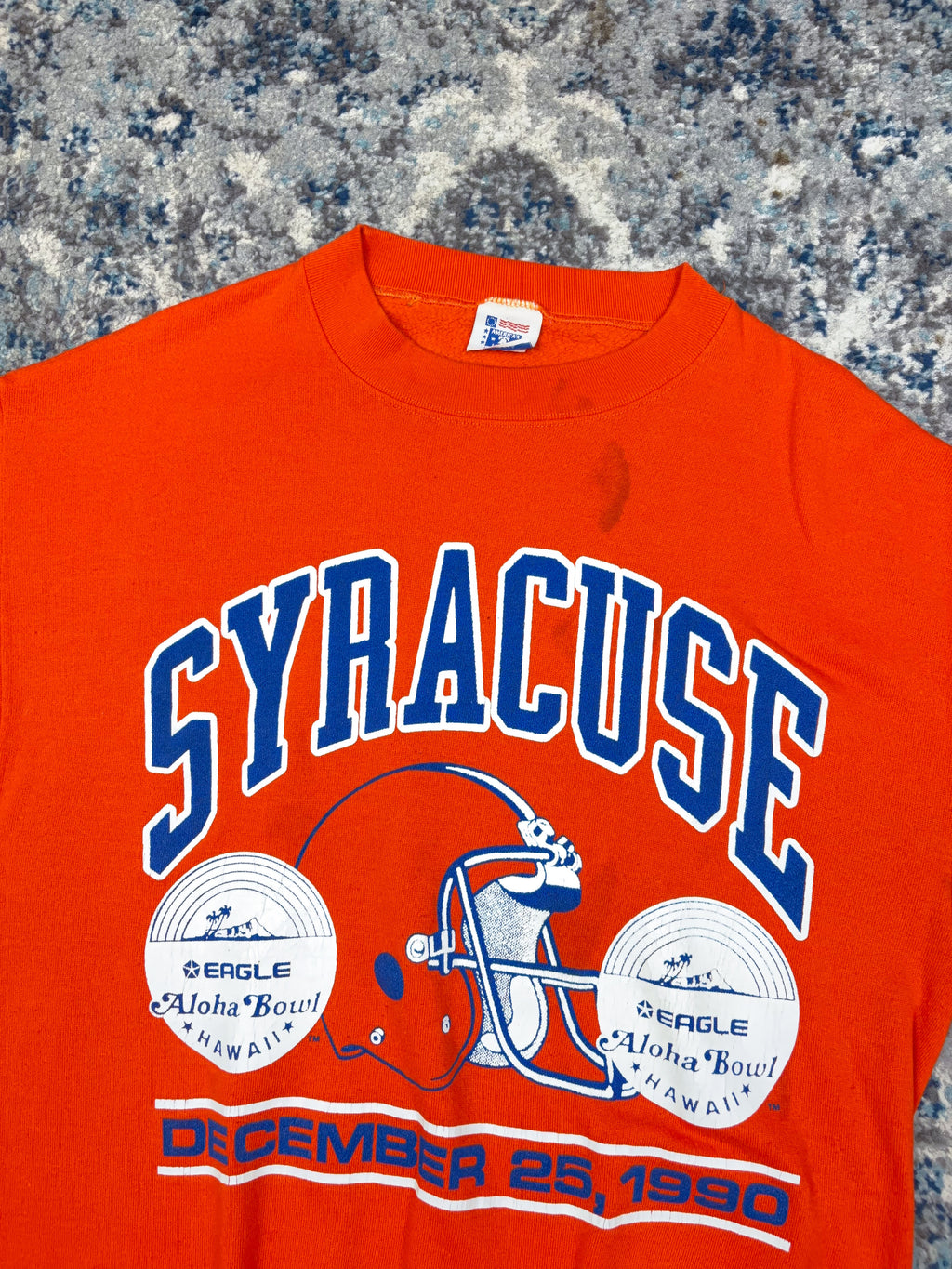 Vintage 1990 Syracuse Orangemen NCAA Helmet Graphic Sweatshirt Size XL