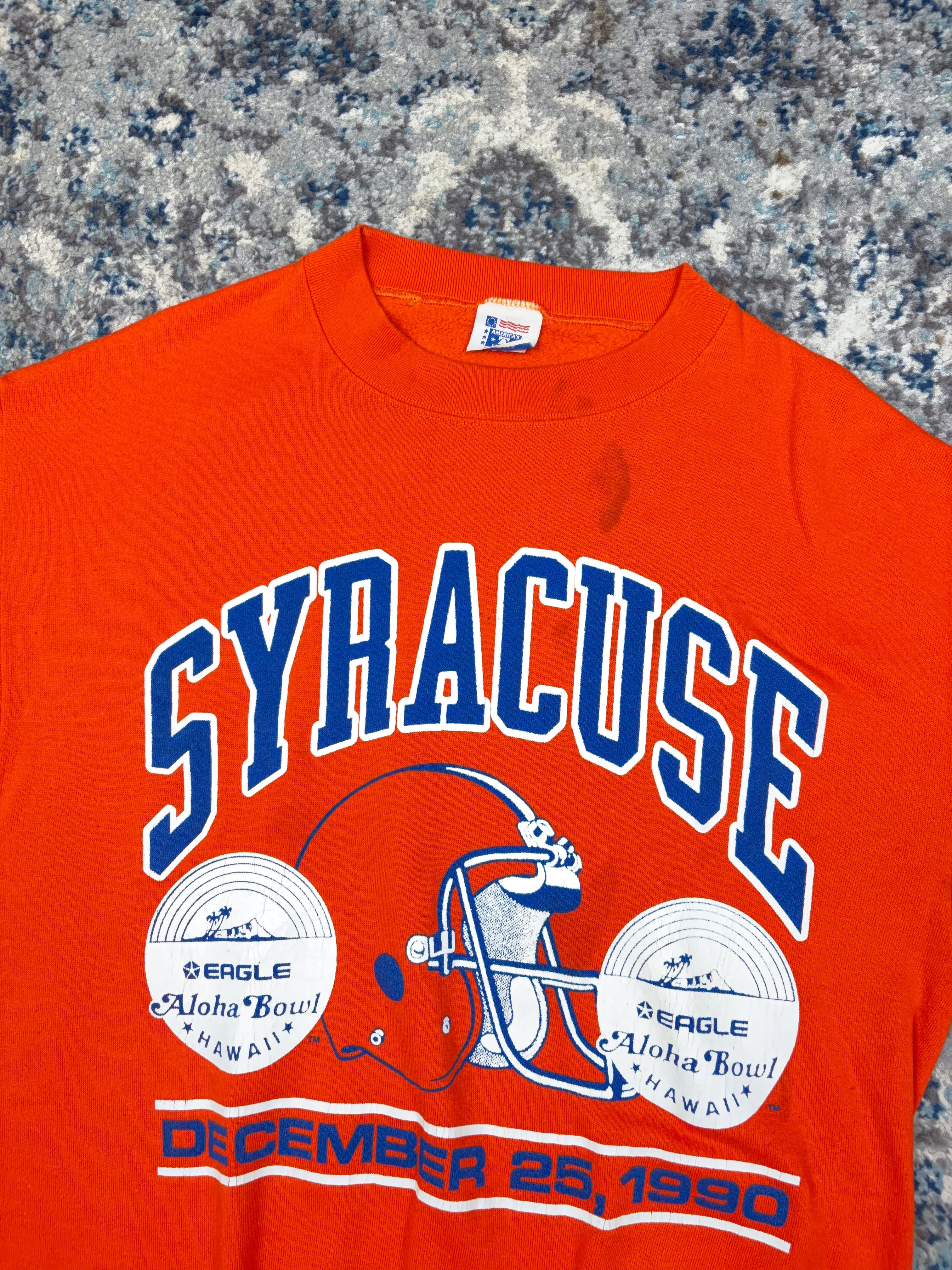 Vintage 1990 Syracuse Orangemen NCAA Helmet Graphic Sweatshirt Size XL