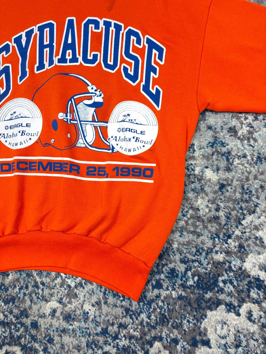 Vintage 1990 Syracuse Orangemen NCAA Helmet Graphic Sweatshirt Size XL