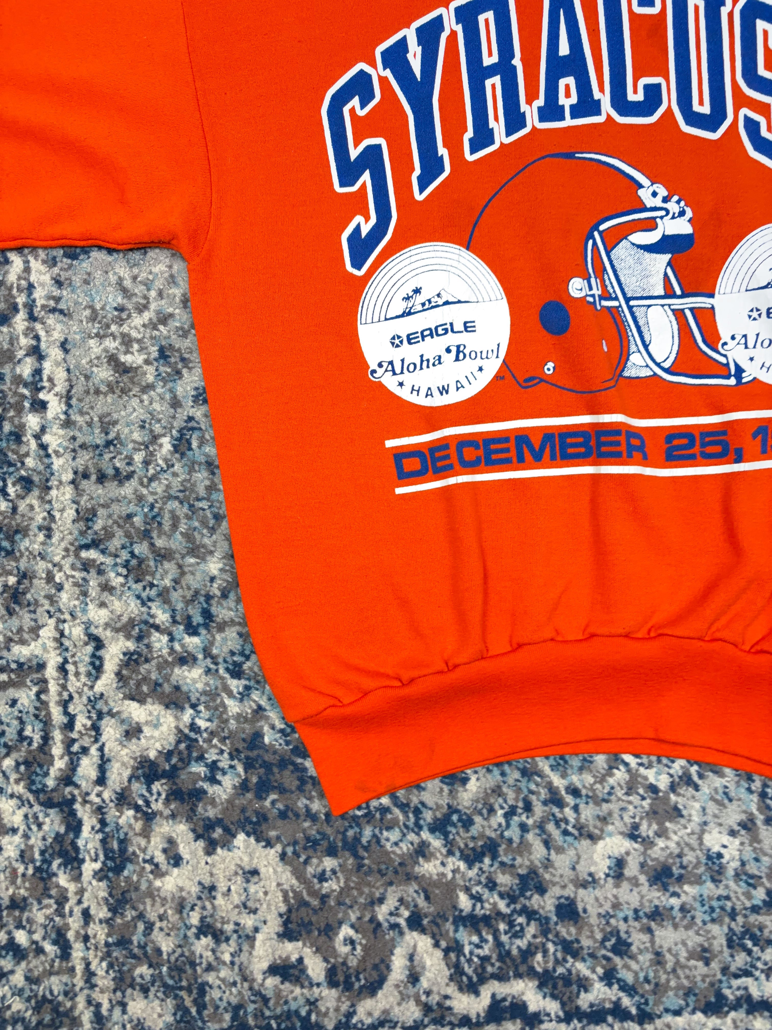 Vintage 1990 Syracuse Orangemen NCAA Helmet Graphic Sweatshirt Size XL