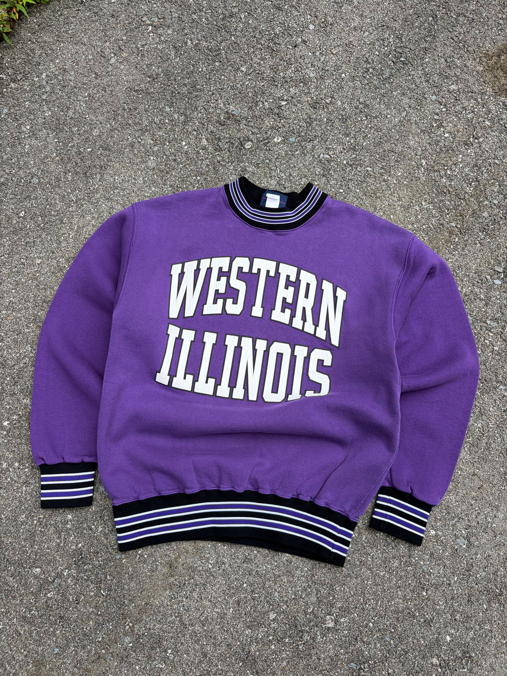 Vintage 90s Western Illinois Leathernecks NCAA Arc Spellout Crewneck Sweatshirt Size Large