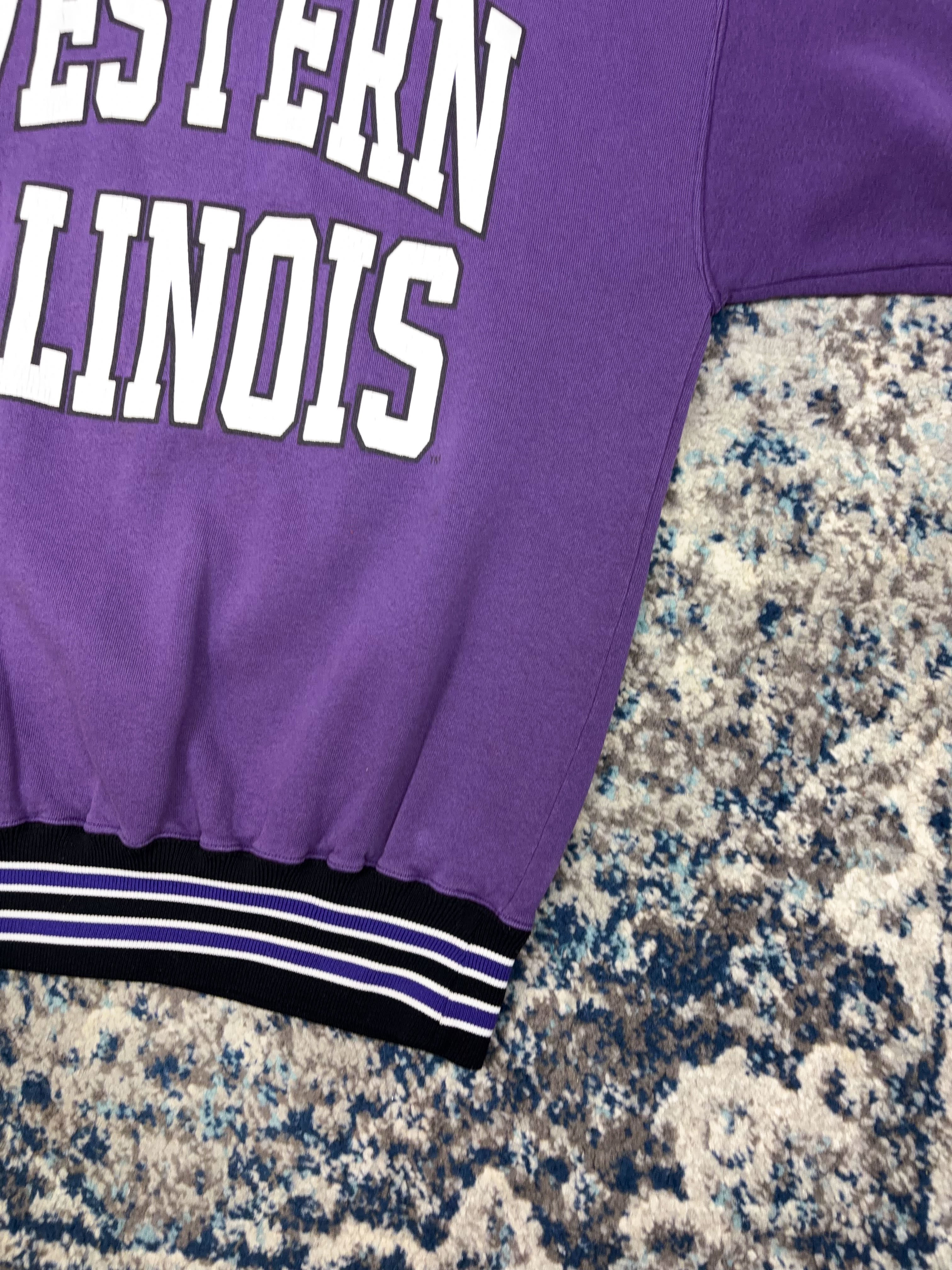 Vintage 90s Western Illinois Leathernecks NCAA Arc Spellout Crewneck Sweatshirt Size Large