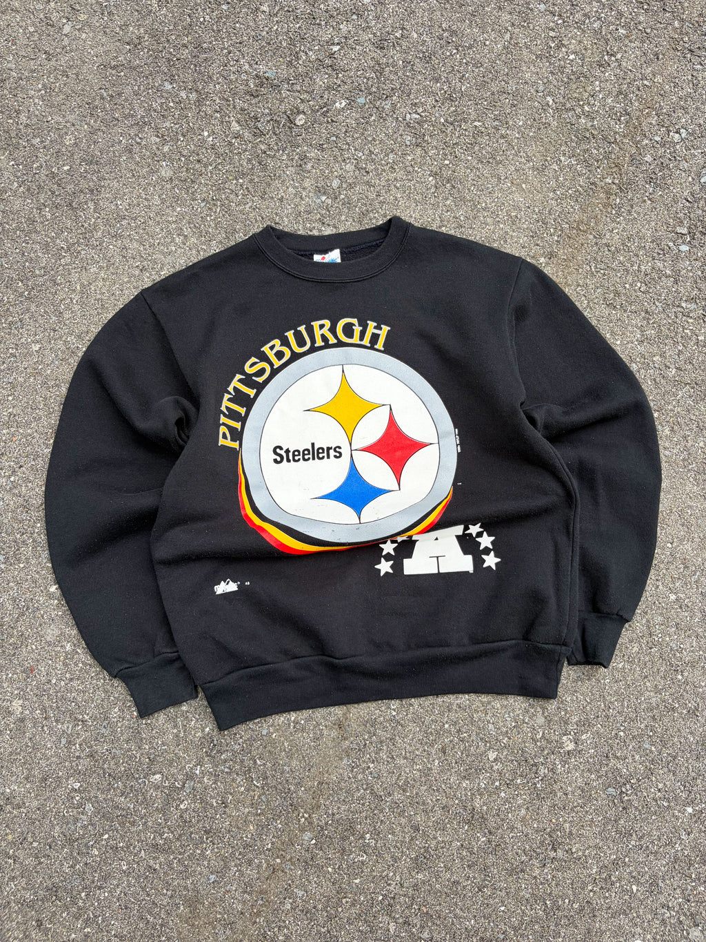 Vintage 1996 Pittsburgh Steelers NFL Big Logo Spellout Graphic Sweatshirt Size Medium