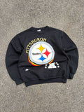 Vintage 1996 Pittsburgh Steelers NFL Big Logo Spellout Graphic Sweatshirt Size Medium