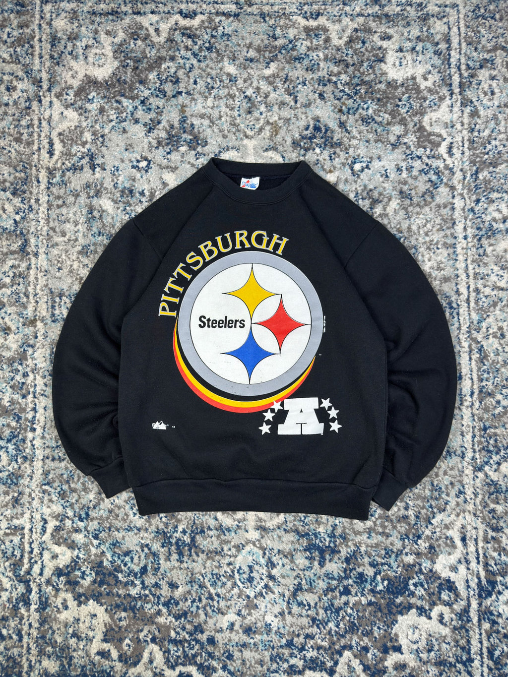 Vintage 1996 Pittsburgh Steelers NFL Big Logo Spellout Graphic Sweatshirt Size Medium
