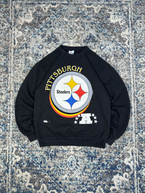 Vintage 1996 Pittsburgh Steelers NFL Big Logo Spellout Graphic Sweatshirt Size Medium