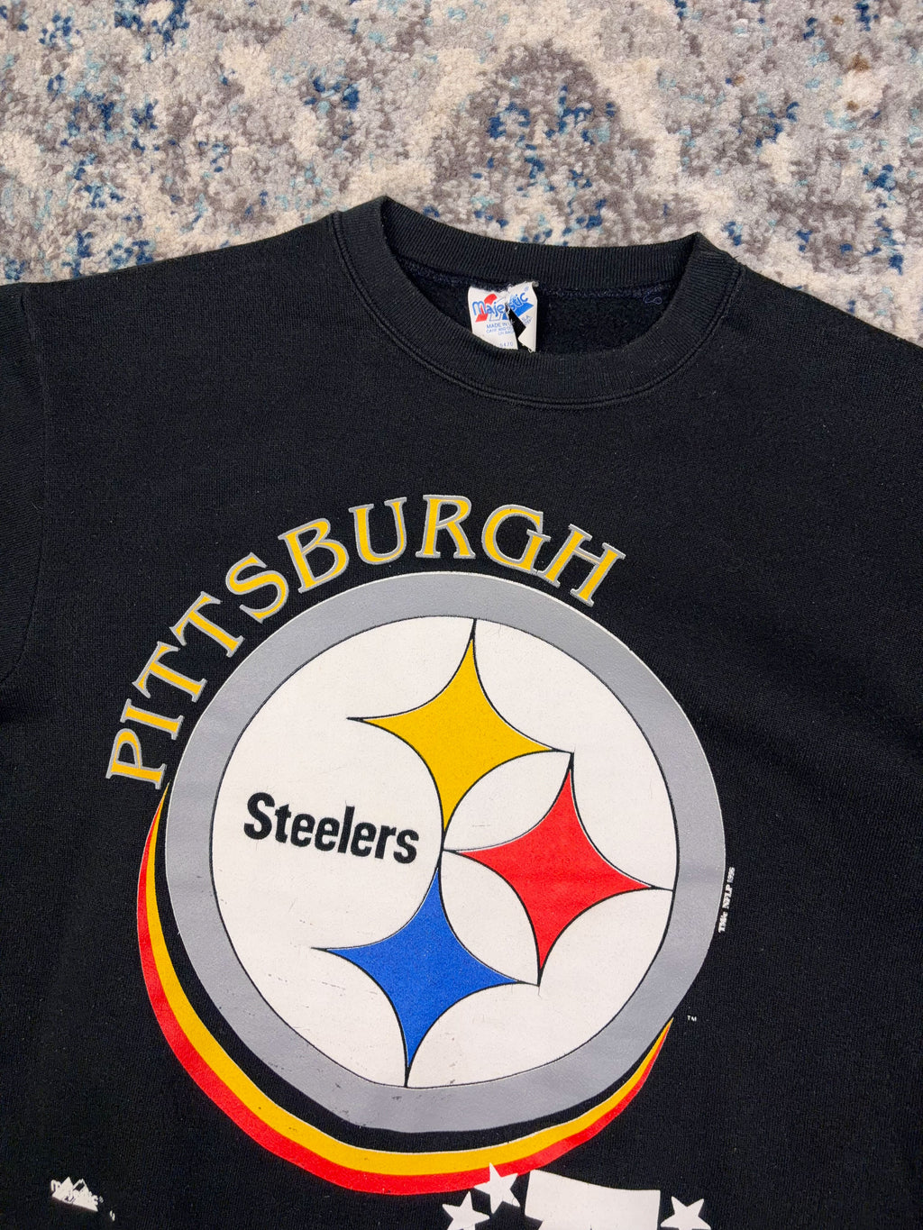 Vintage 1996 Pittsburgh Steelers NFL Big Logo Spellout Graphic Sweatshirt Size Medium