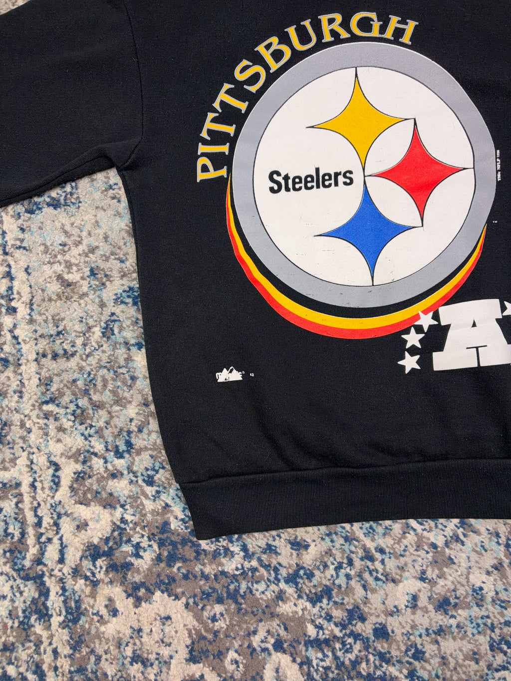 Vintage 1996 Pittsburgh Steelers NFL Big Logo Spellout Graphic Sweatshirt Size Medium