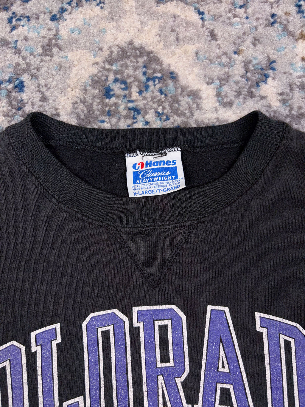 Vintage 90s Colorado Rockies MLB Big Arc Spellout Graphic Sweatshirt Size XL