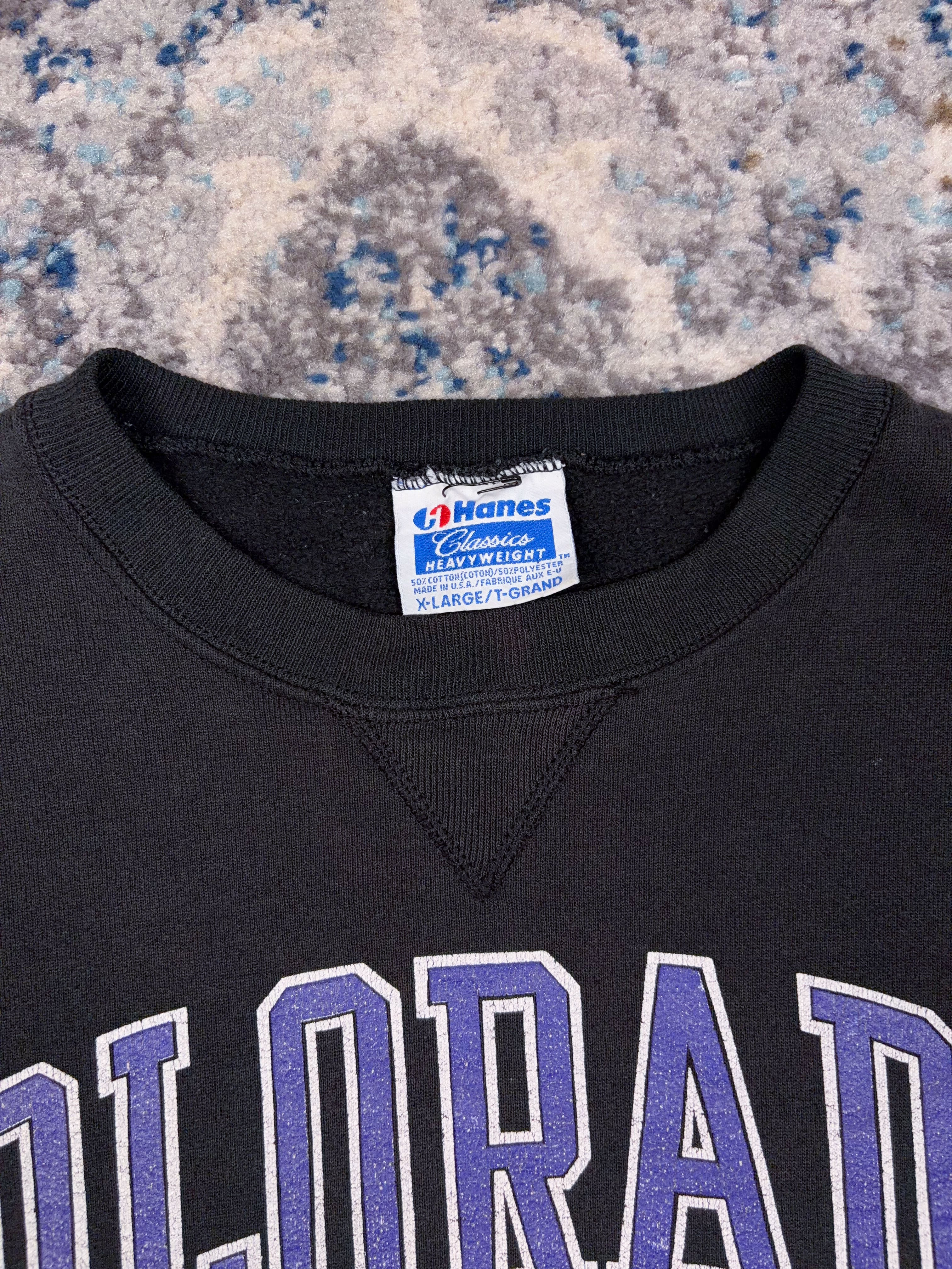 Vintage 90s Colorado Rockies MLB Big Arc Spellout Graphic Sweatshirt Size XL