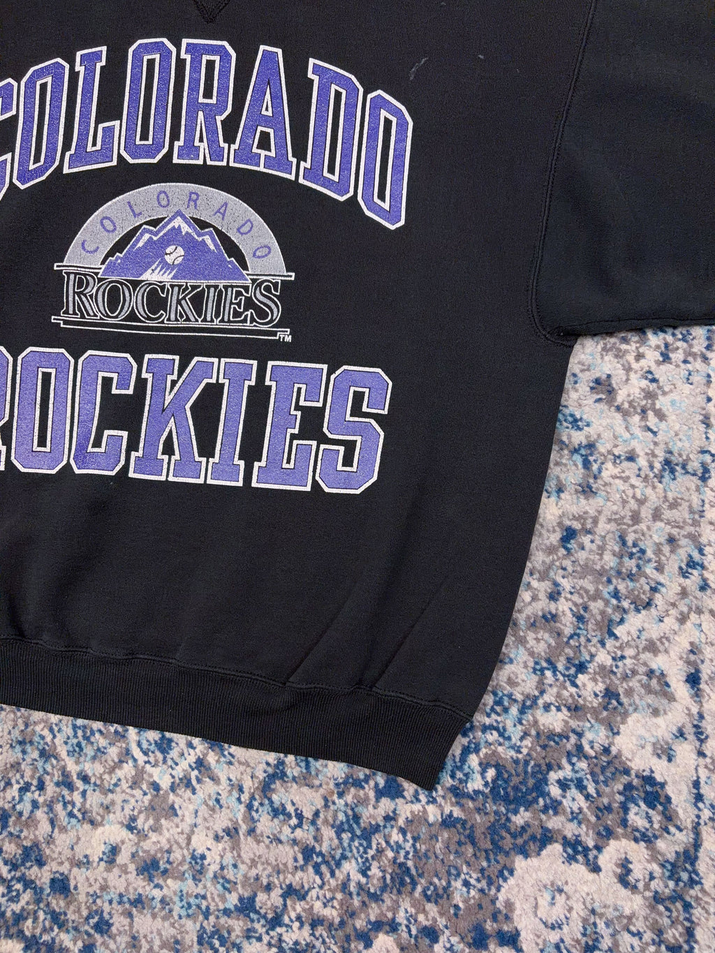 Vintage 90s Colorado Rockies MLB Big Arc Spellout Graphic Sweatshirt Size XL