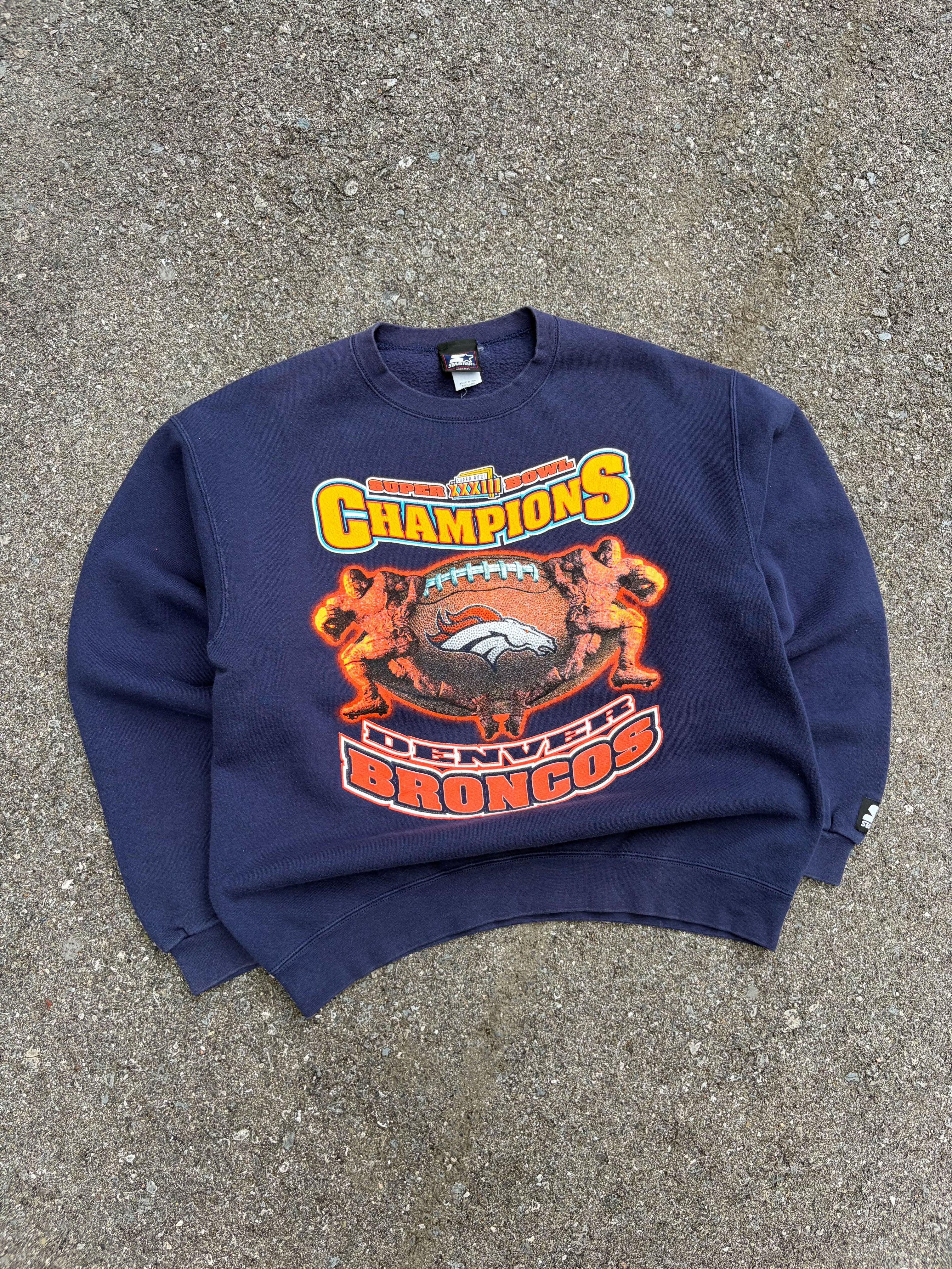 Vintage 1998 Denver Broncos NFL Super Bowl XXXII Champions Sweatshirt Size Medium