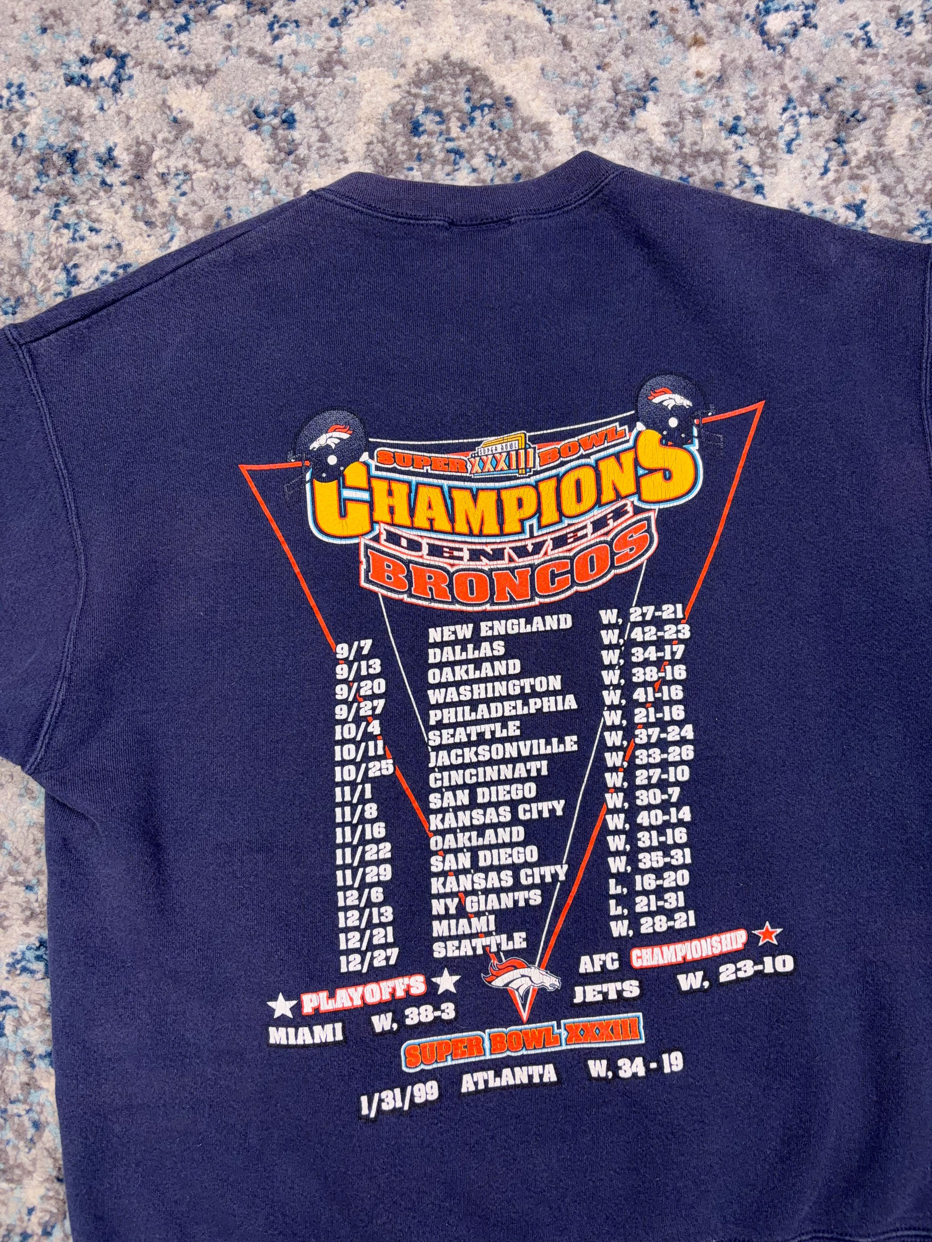 Vintage 1998 Denver Broncos NFL Super Bowl XXXII Champions Sweatshirt Size Medium