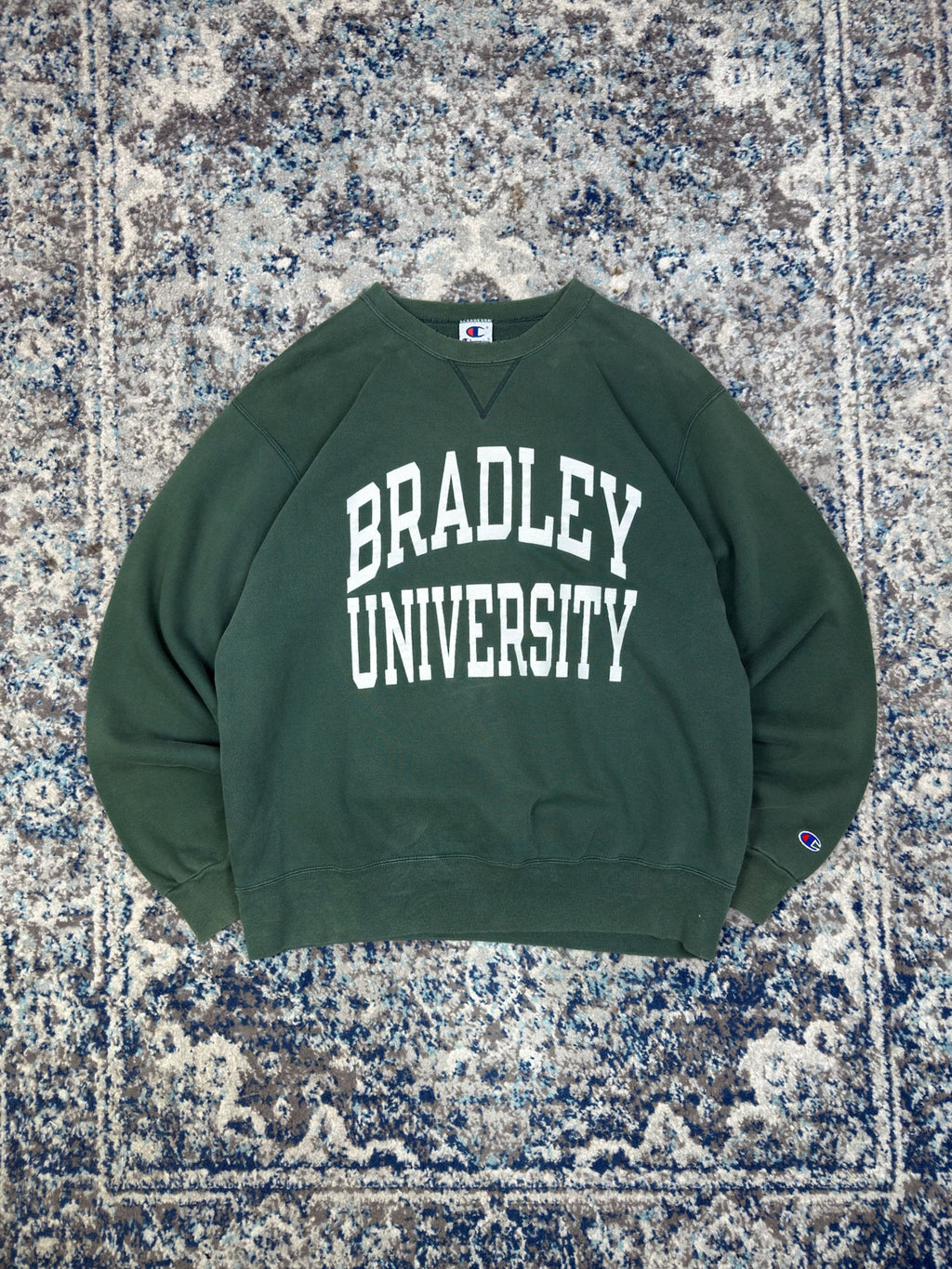 Vintage Bradley University Braves NCAA Arc Spellout Graphic Champion Sweatshirt Size XL