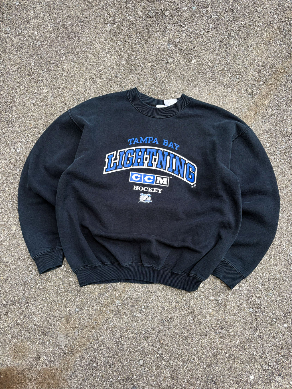 Vintage Tampa Bay Lightning NHL CCM Arc Spellout Crewneck Sweatshirt Size Medium