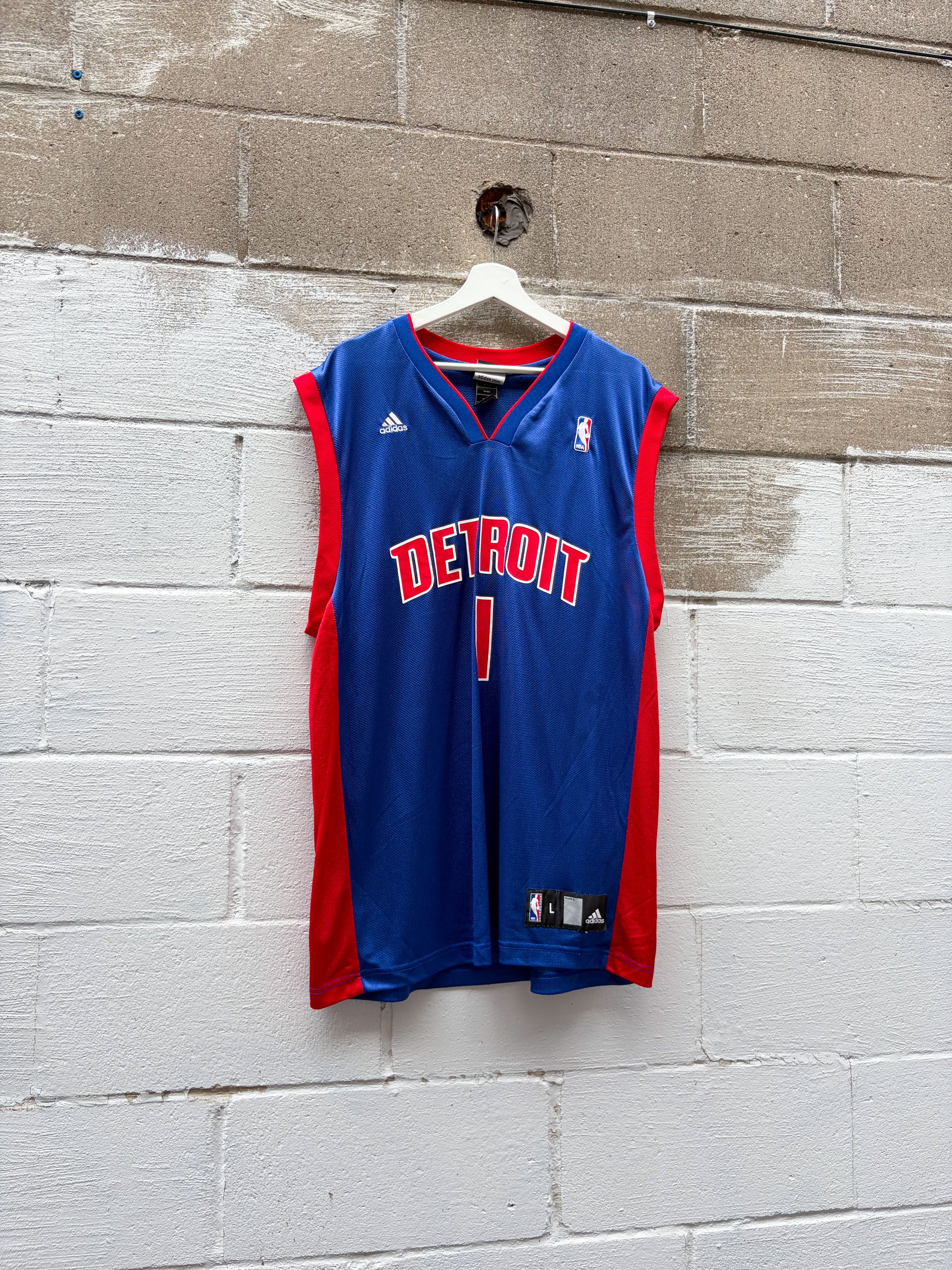 Allen Iverson #1 Detroit Pistons NBA Adidas Basketball Jersey Size Large