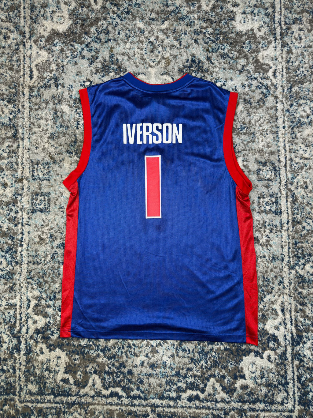 Allen Iverson #1 Detroit Pistons NBA Adidas Basketball Jersey Size Large