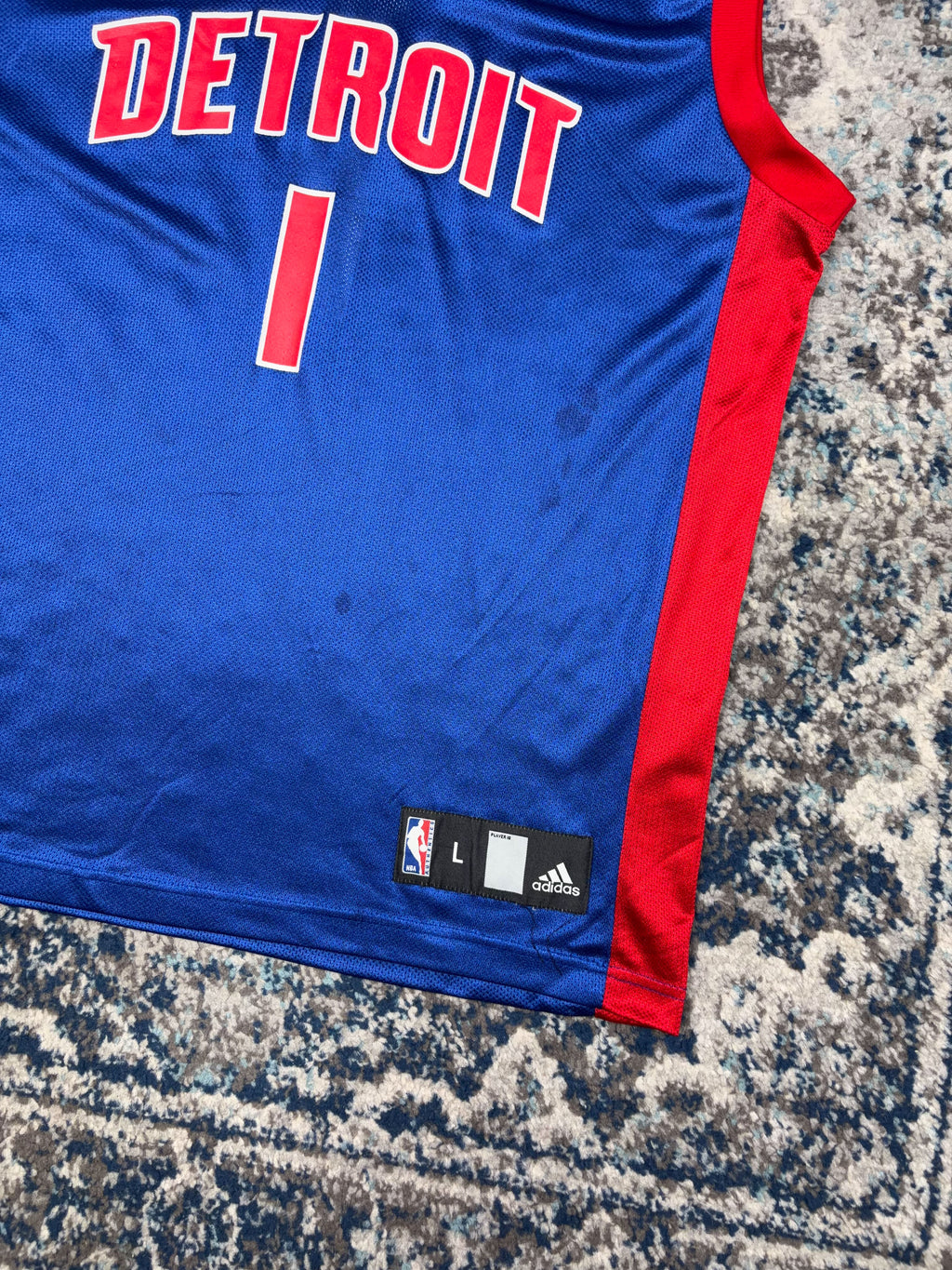 Allen Iverson #1 Detroit Pistons NBA Adidas Basketball Jersey Size Large