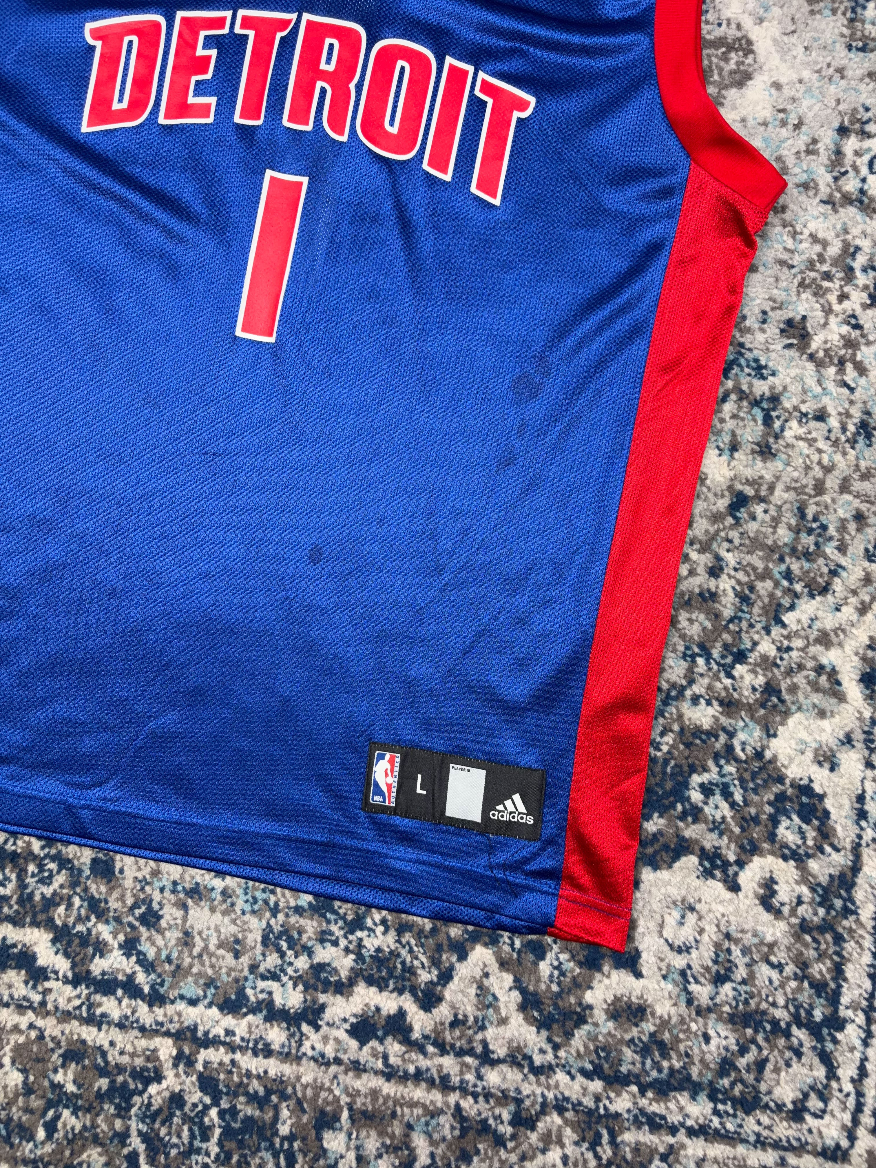 Allen Iverson #1 Detroit Pistons NBA Adidas Basketball Jersey Size Large