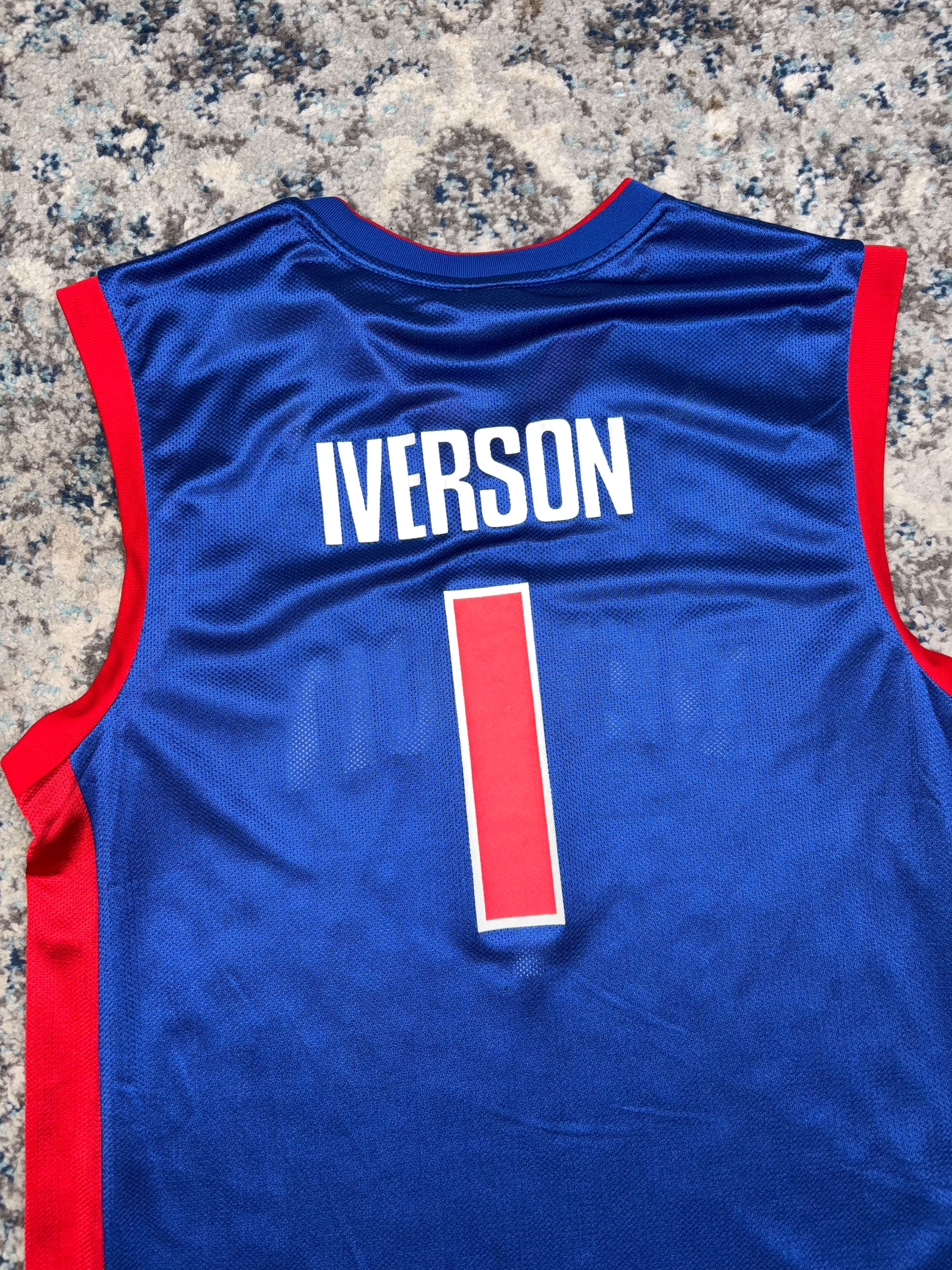 Allen Iverson #1 Detroit Pistons NBA Adidas Basketball Jersey Size Large