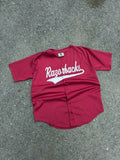 Vintage Arkansas Razorbacks NCAA Script Spellout Baseball Jersey Size Large