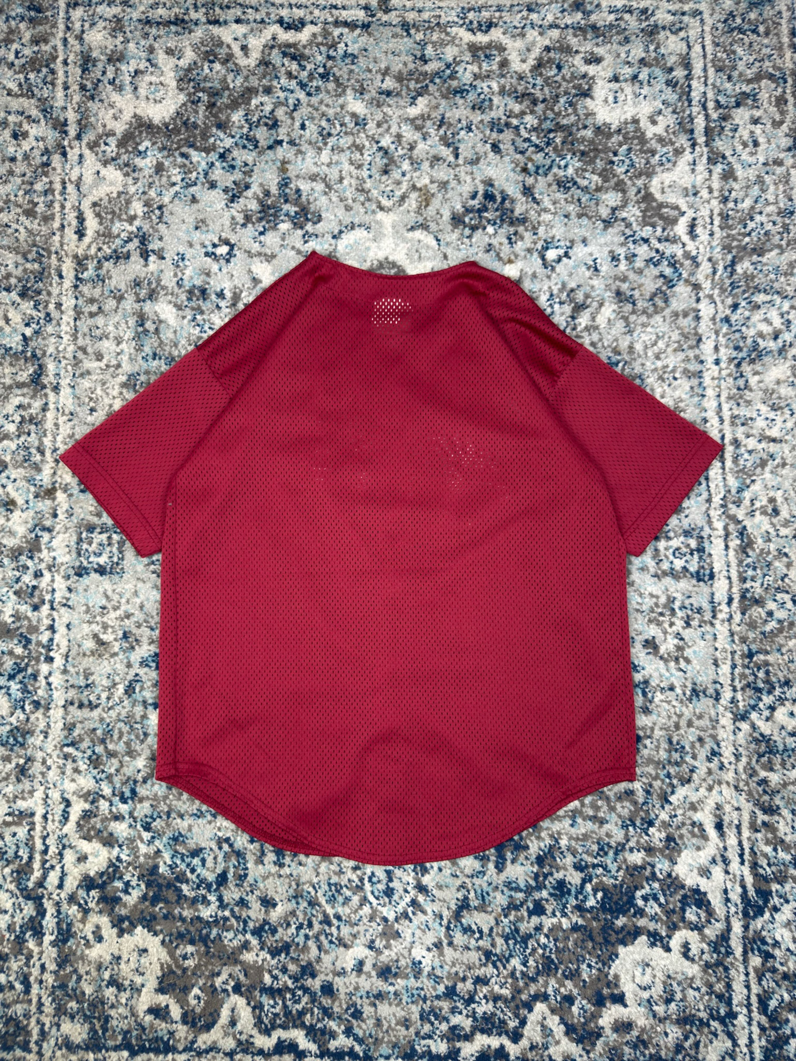 Vintage Arkansas Razorbacks NCAA Script Spellout Baseball Jersey Size Large