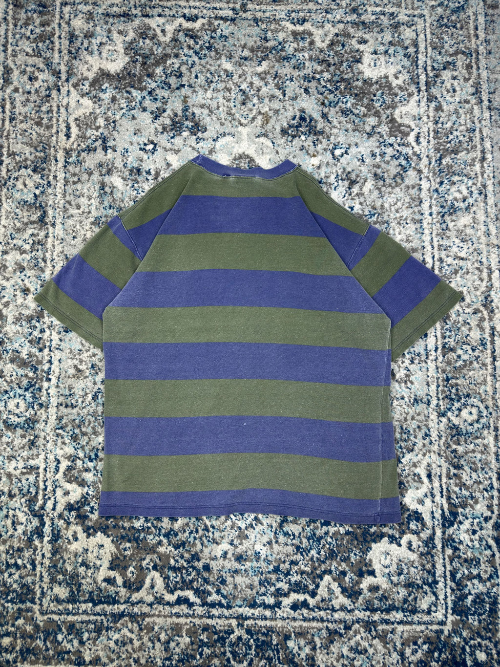 Vintage World Island Striped Single Pocket T-Shirt Size XL