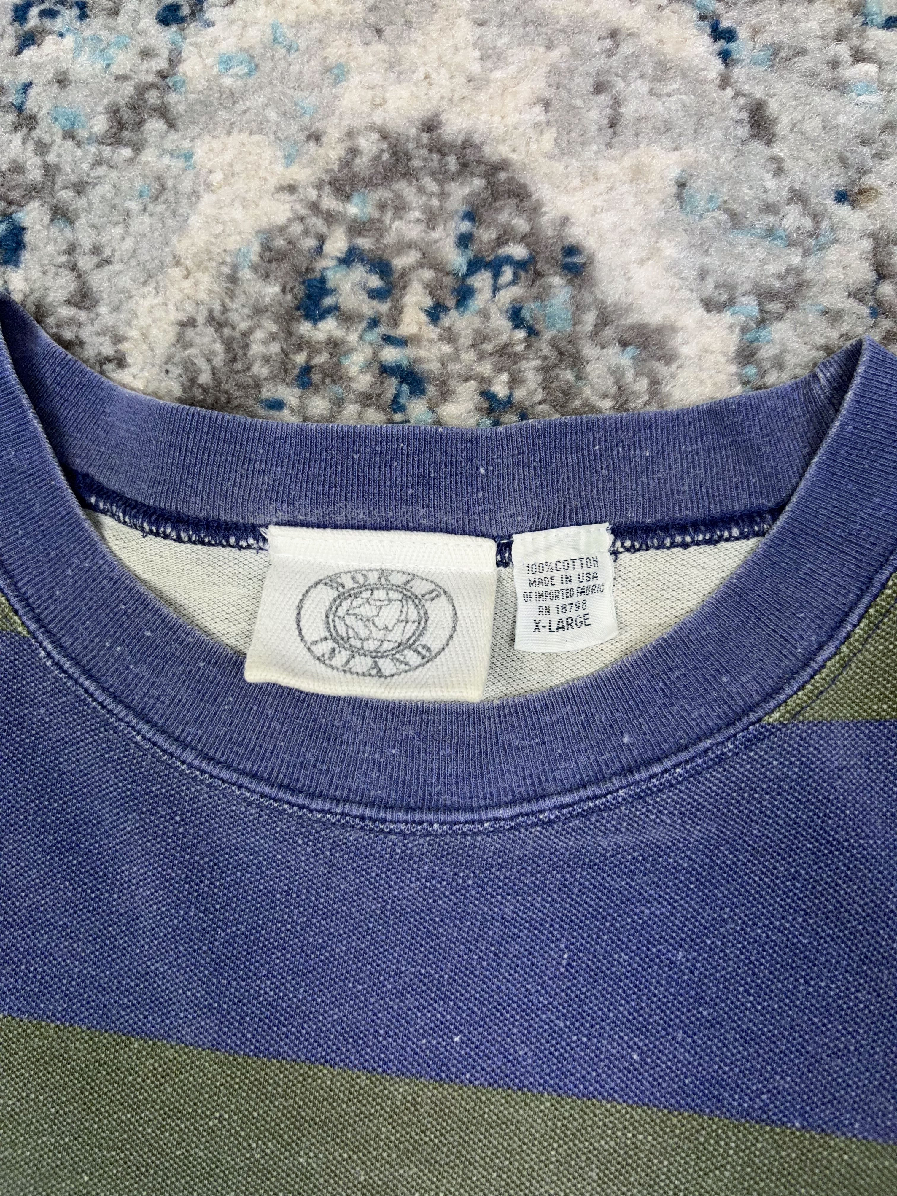 Vintage World Island Striped Single Pocket T-Shirt Size XL