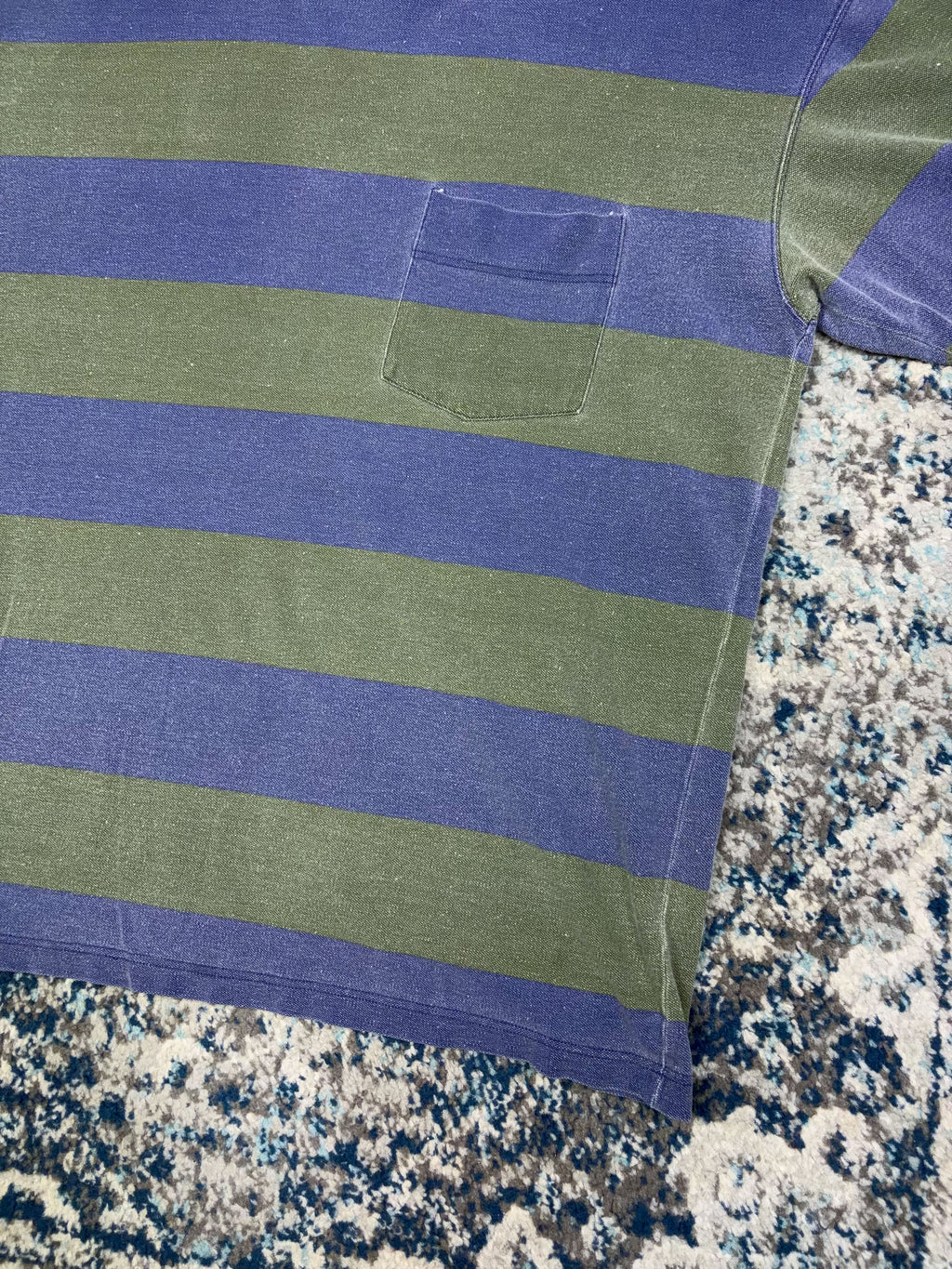 Vintage World Island Striped Single Pocket T-Shirt Size XL