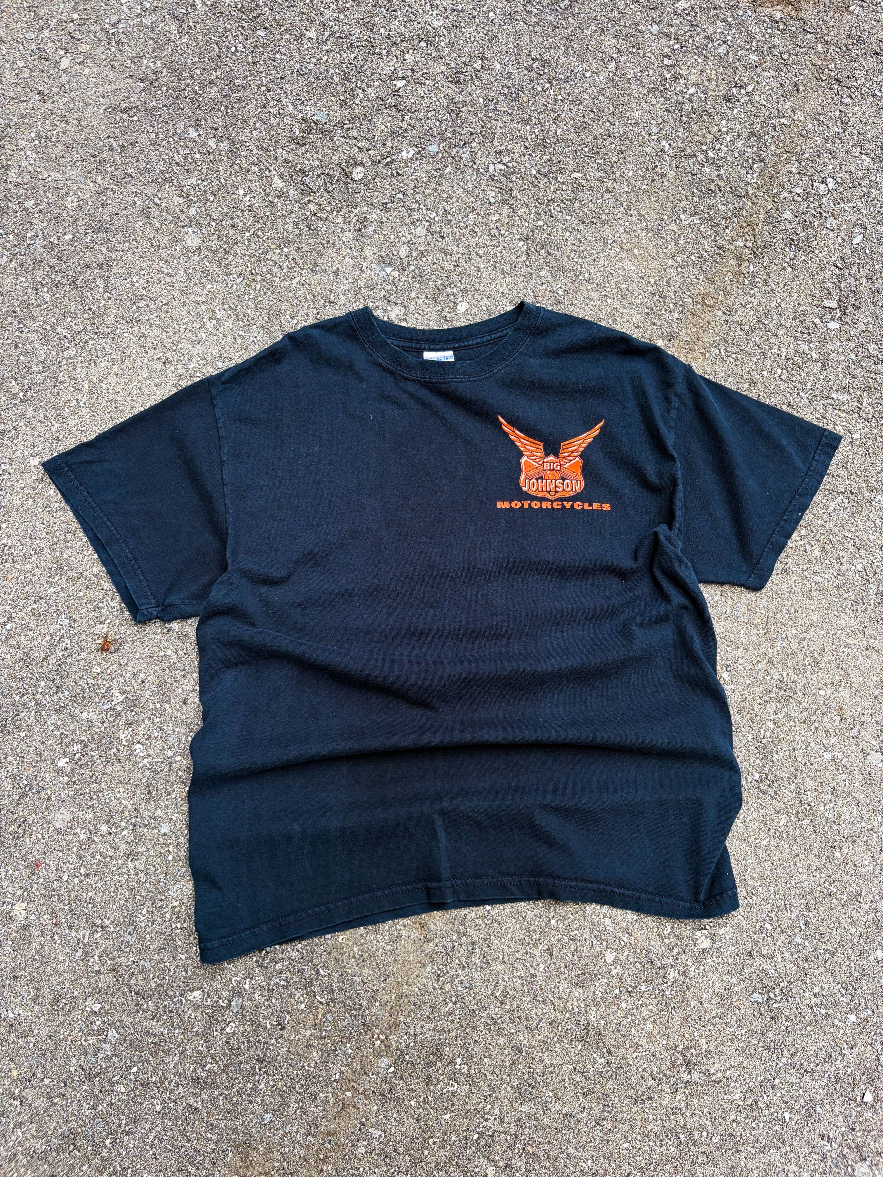 Vintage Y2K Big Johnson Motorcycles Slogan Spellout Graphic T-Shirt Size Large