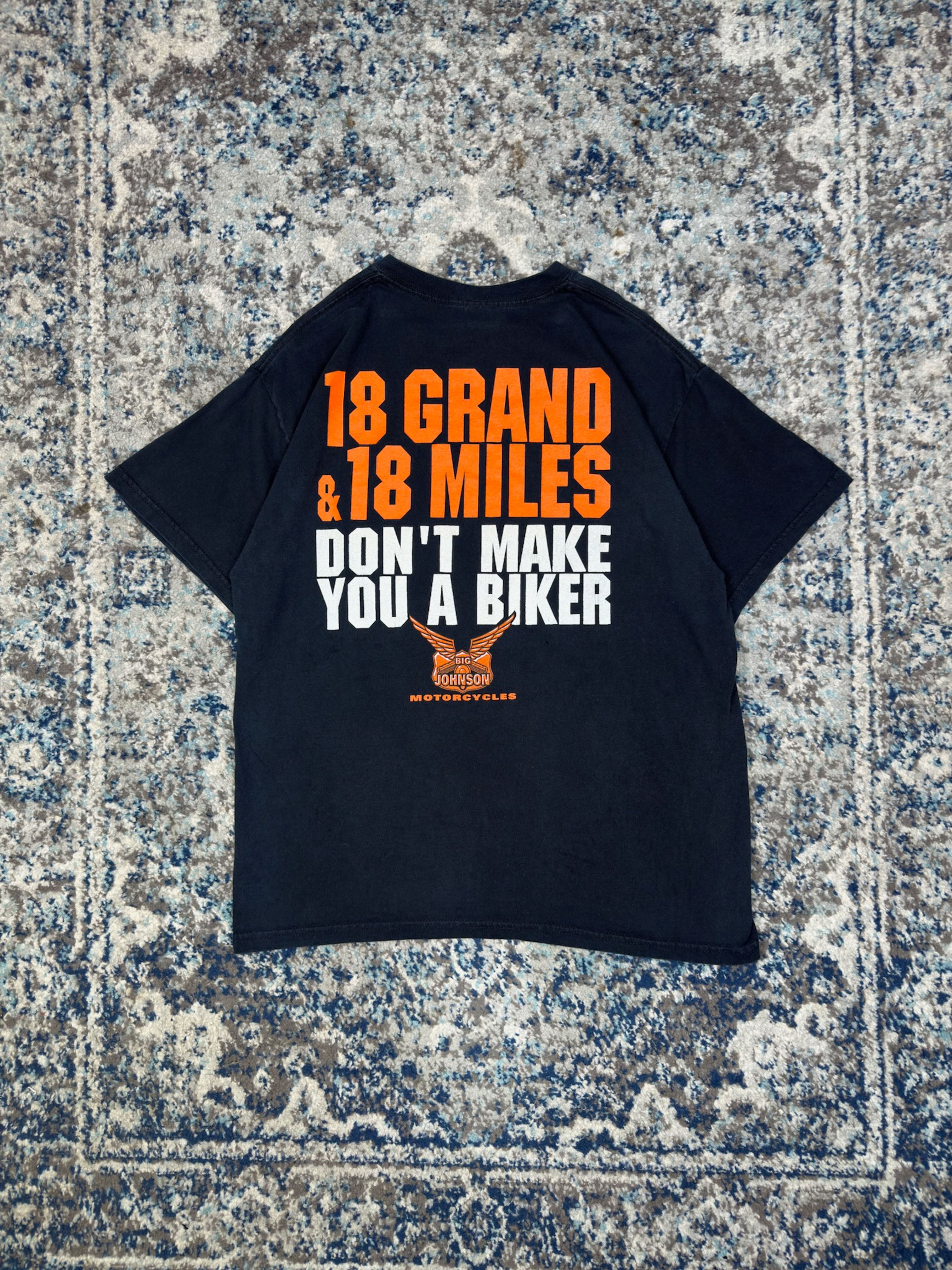 Vintage Y2K Big Johnson Motorcycles Slogan Spellout Graphic T-Shirt Size Large