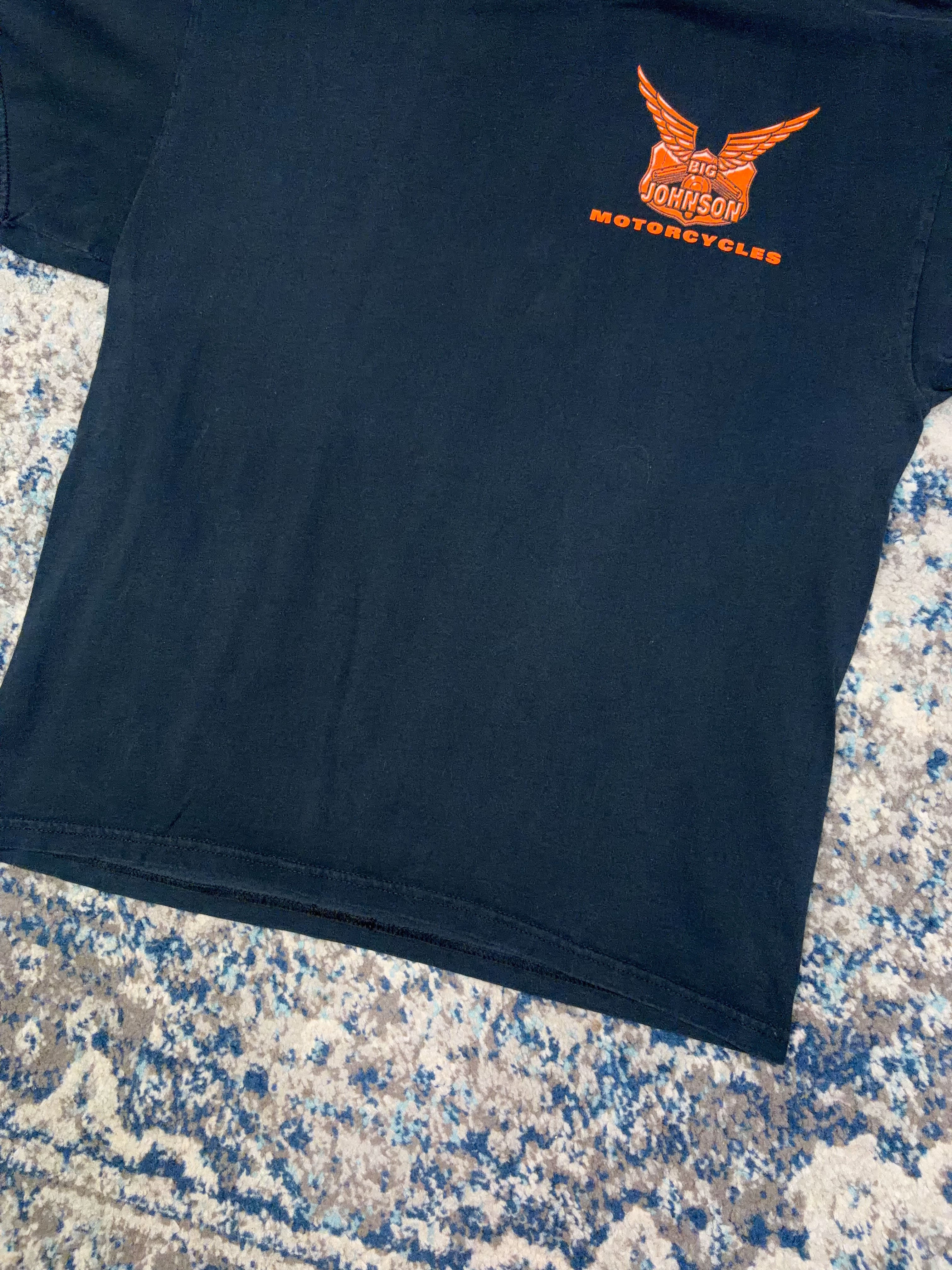 Vintage Y2K Big Johnson Motorcycles Slogan Spellout Graphic T-Shirt Size Large