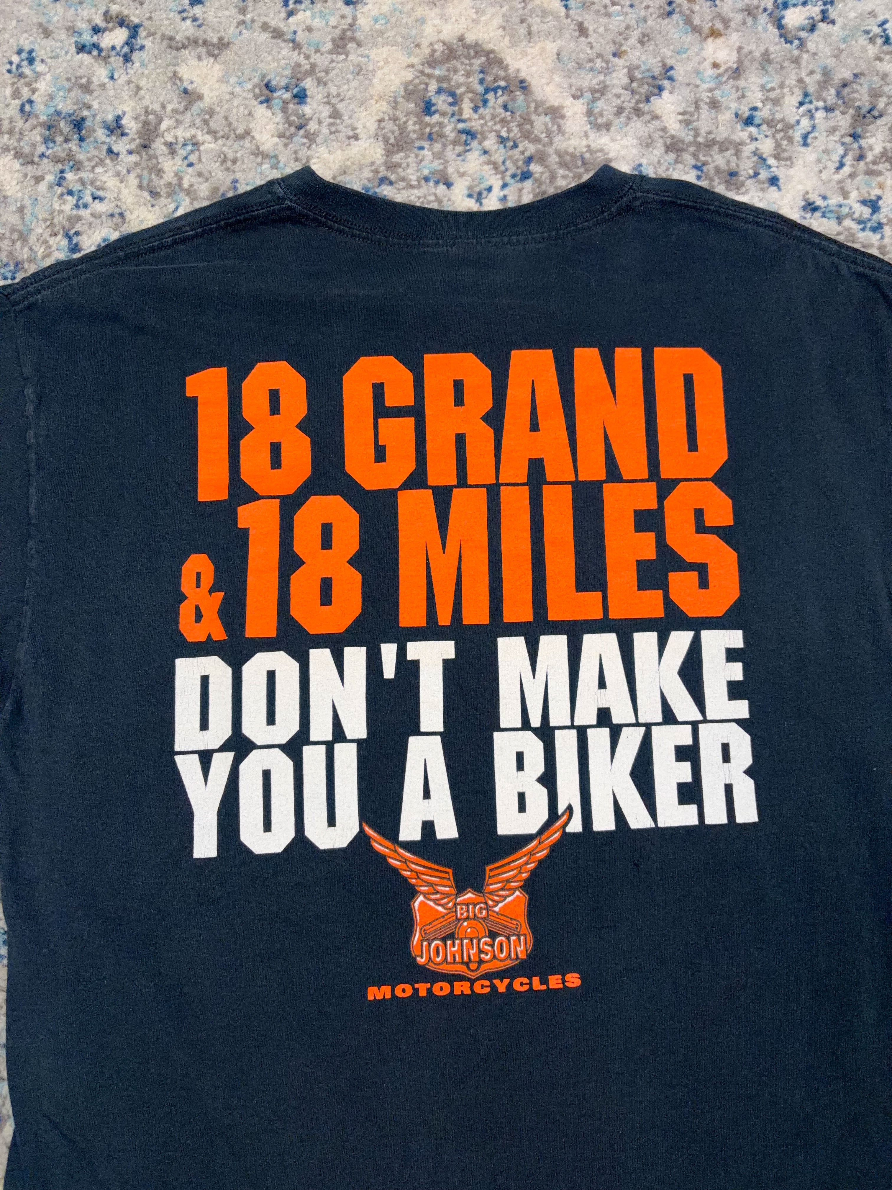 Vintage Y2K Big Johnson Motorcycles Slogan Spellout Graphic T-Shirt Size Large
