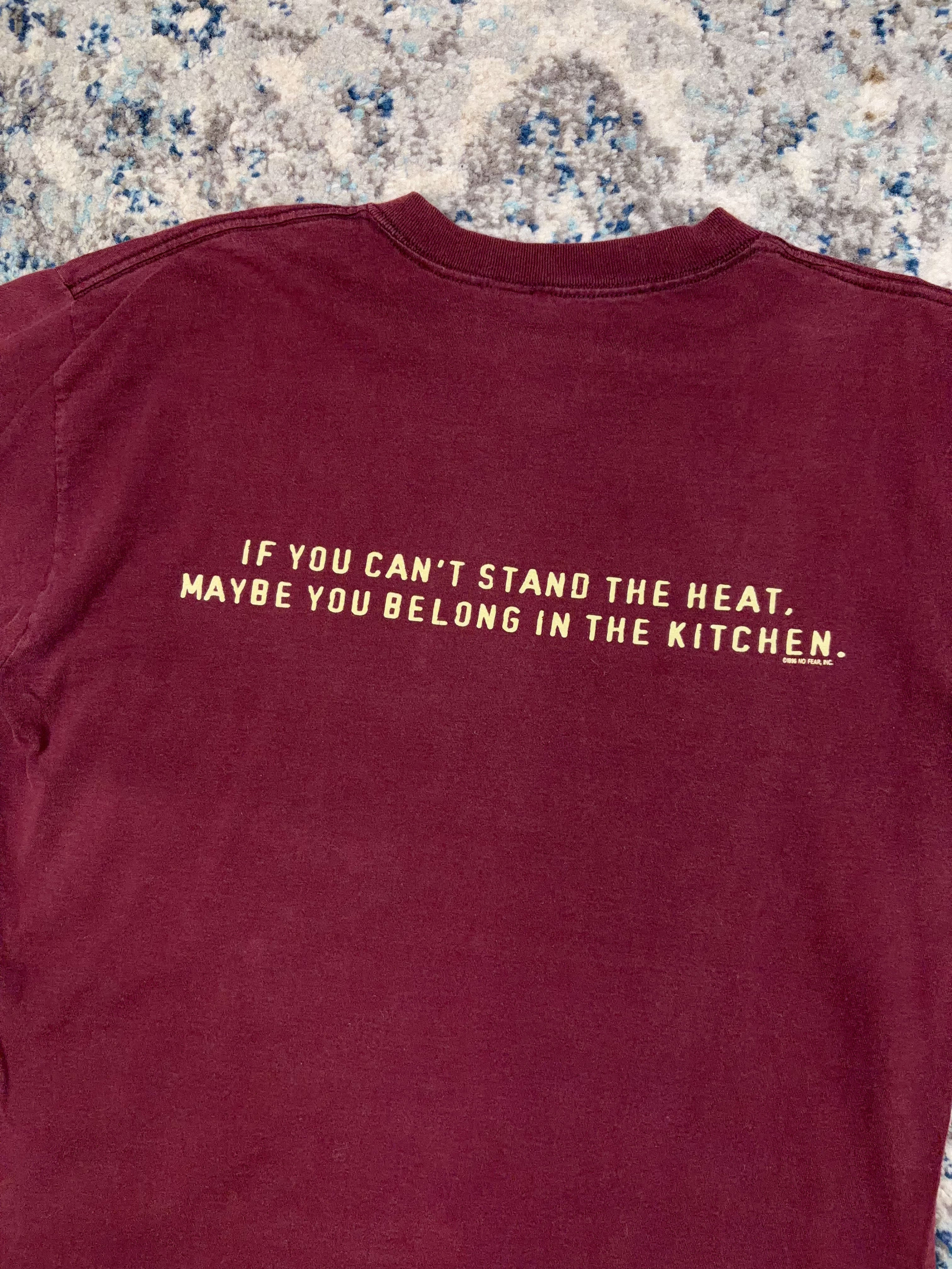 Vintage 1996 No Fear If You Can't Stand The Heat T-Shirt Size Large