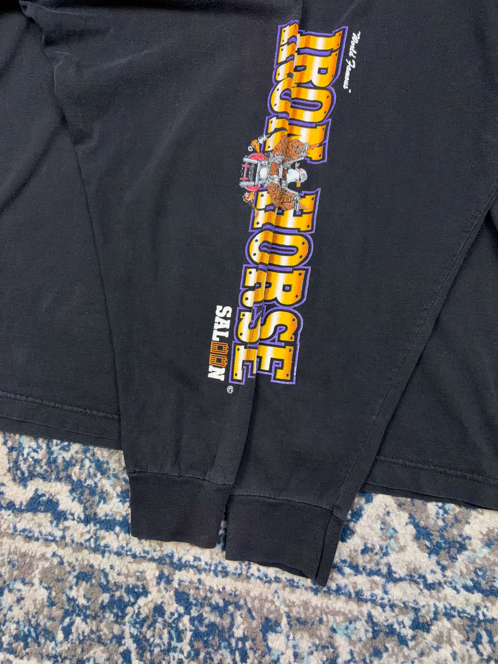 Vintage 2001 Iron Horse Saloon Bike Week Graphic Long Sleeve 1/4 Button T-Shirt Size 2XL